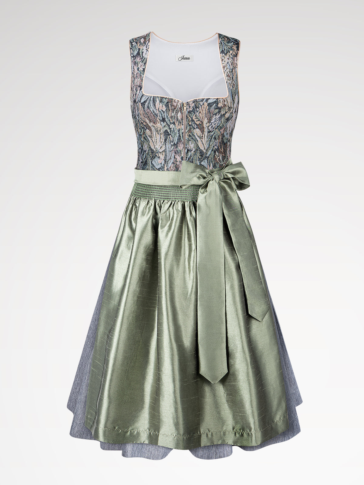 Ladies Green Heart cutout of floral pattern dirndl