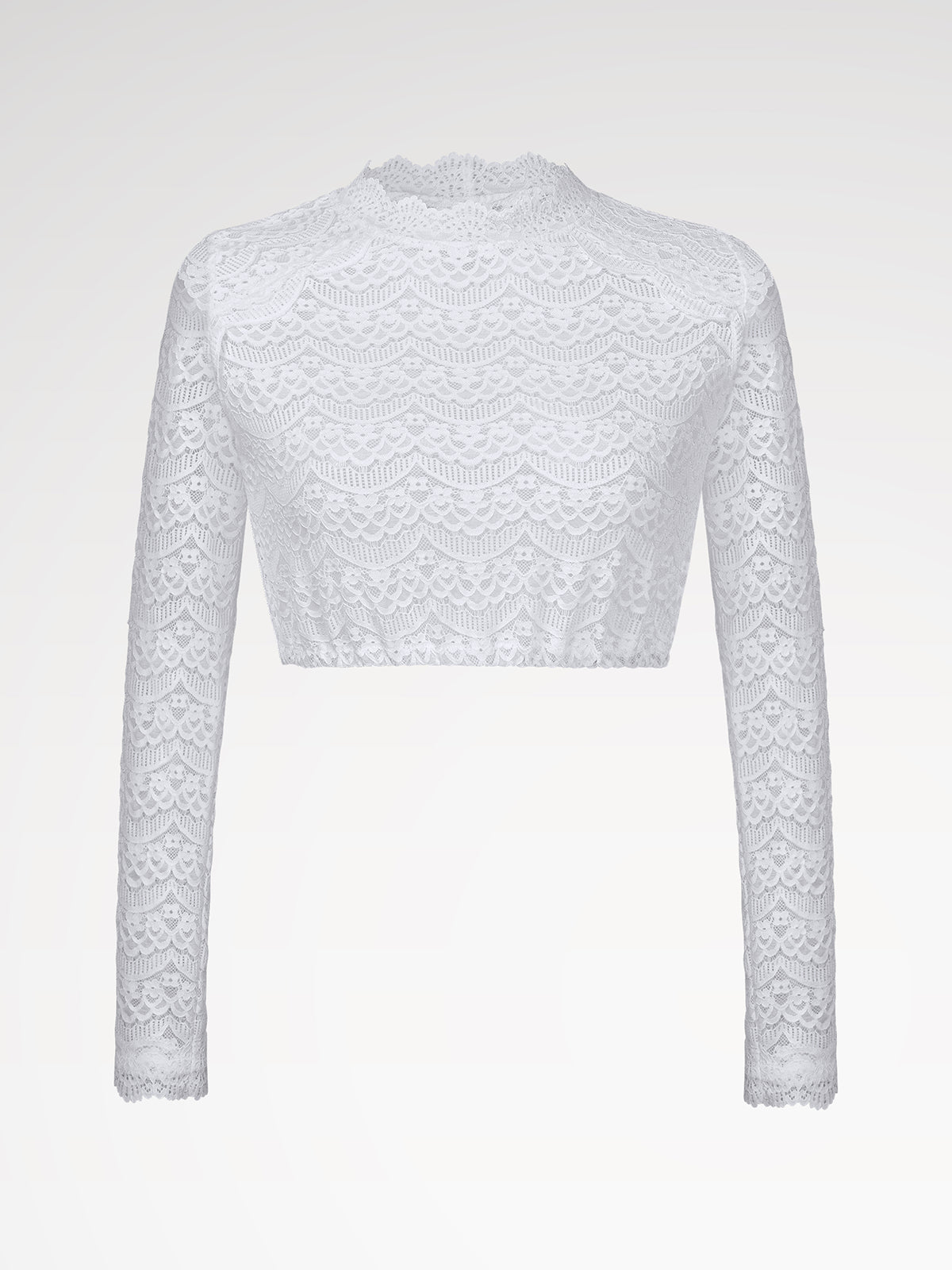 Kvinders lange -Syleed Round -Necked White Dirndl Bluses