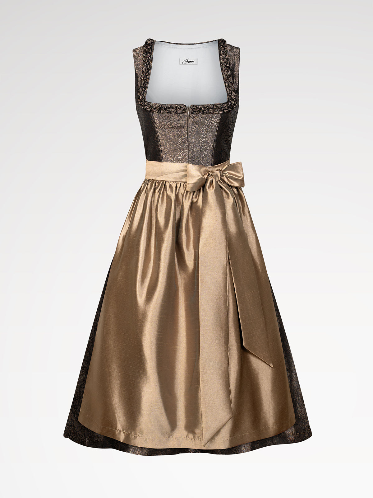 Kvinders brun lynlås på front dirndl