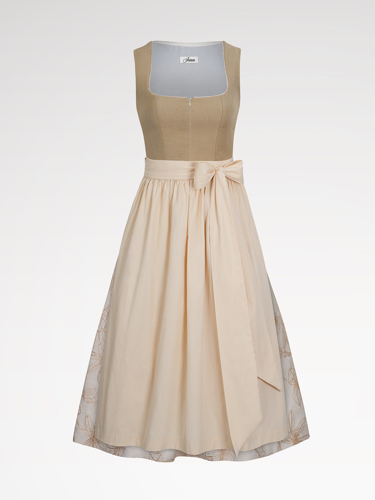 Women's brown zipper at the front dirndl