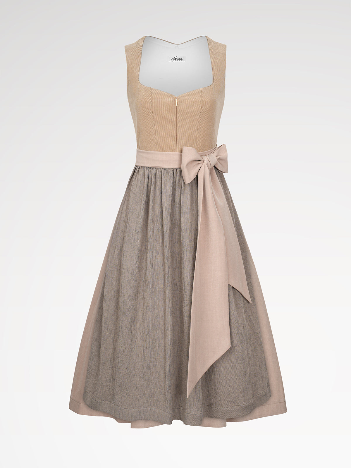 Women's brown zipper at the front dirndl