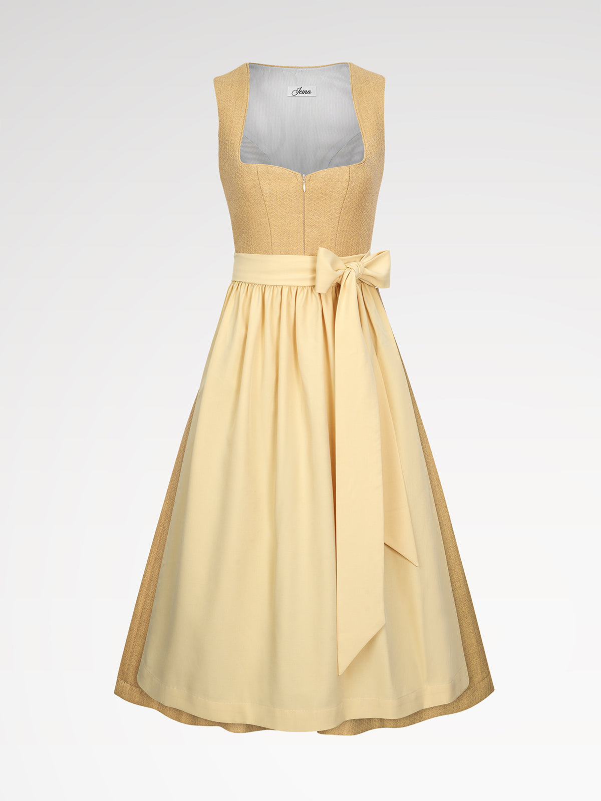 Ladies yellow zipper in the front monochrome dirndl