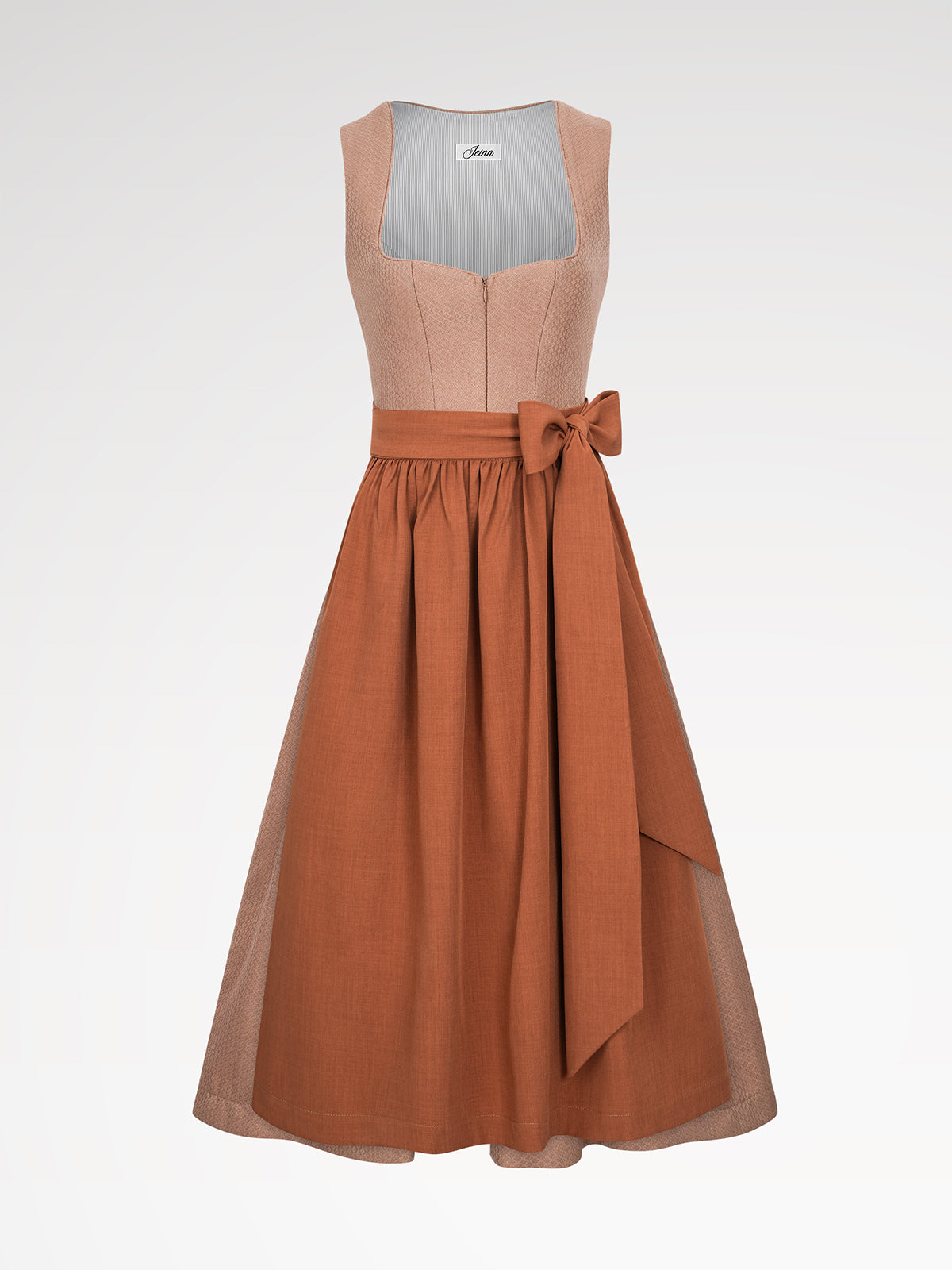 Women's brown zipper in the front monochrome dirndl