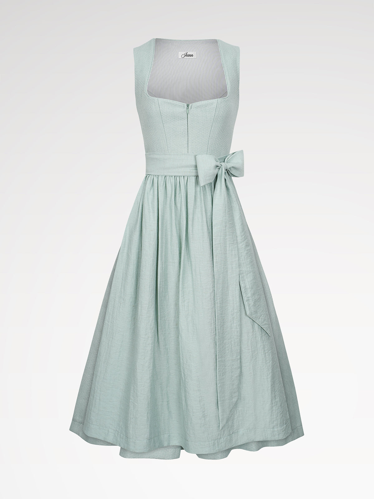 Women's green zipper in the front monochrome dirndl