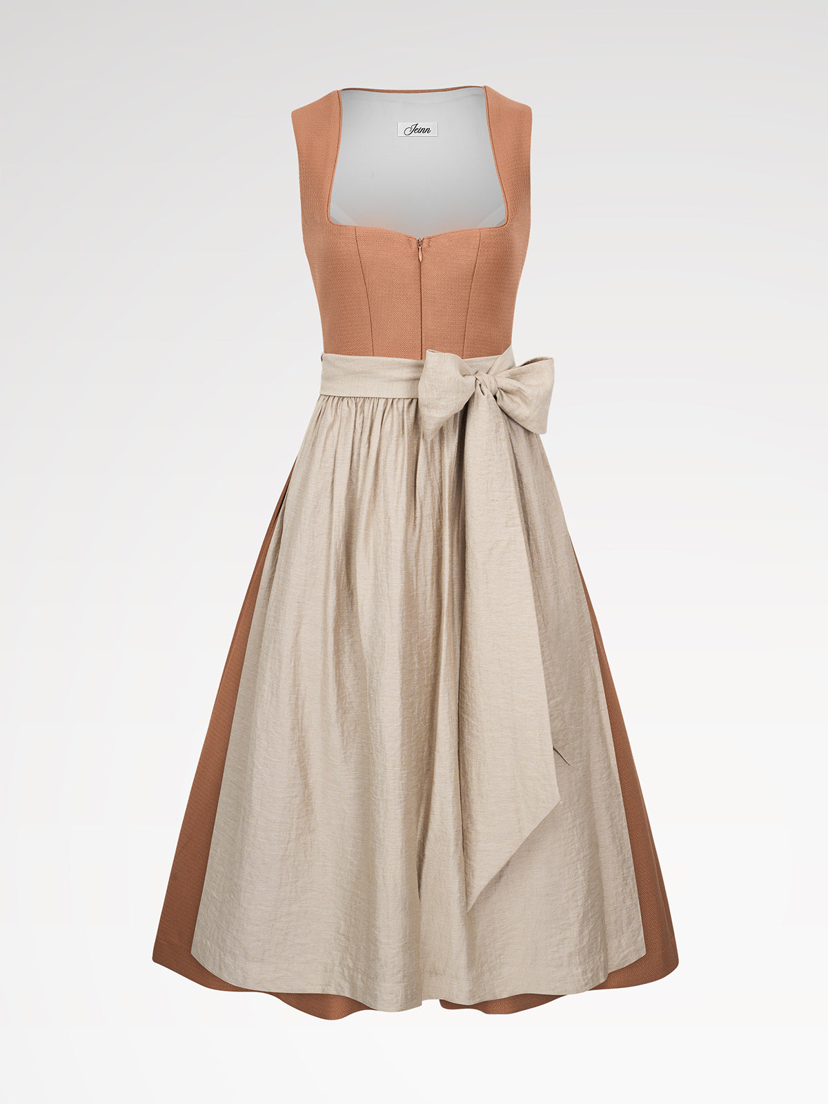Women's orange zipper in the front monochrome dirndl