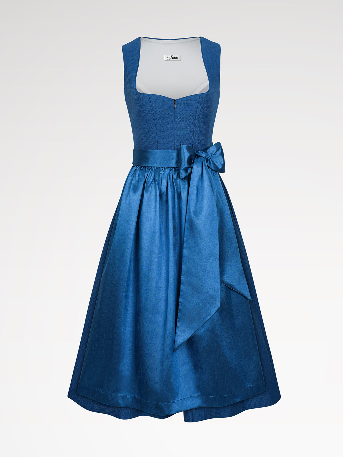 Women blue zipper in the front monochrome dirndl