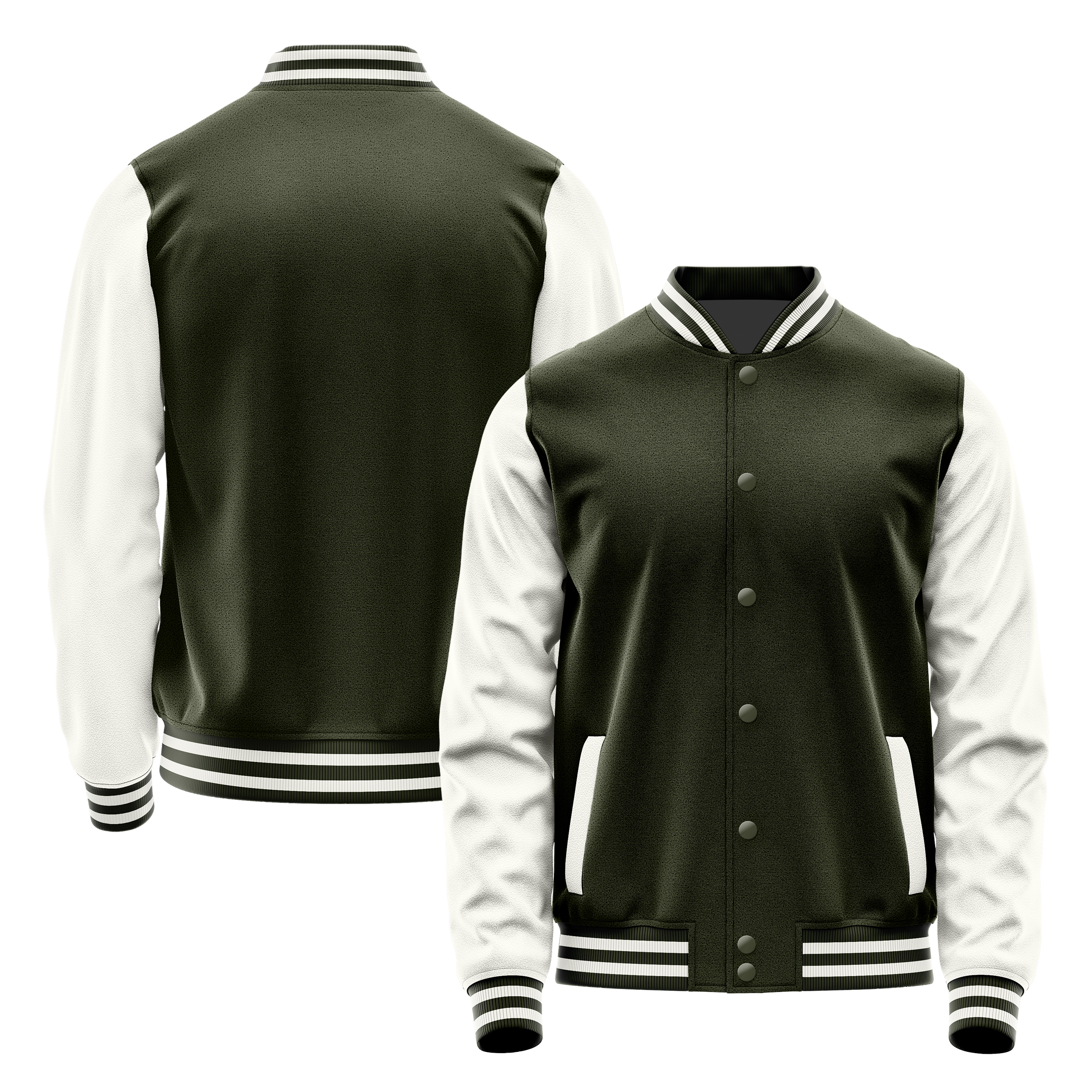 Oliv & Weiß Leder Collegejacke JG02180218