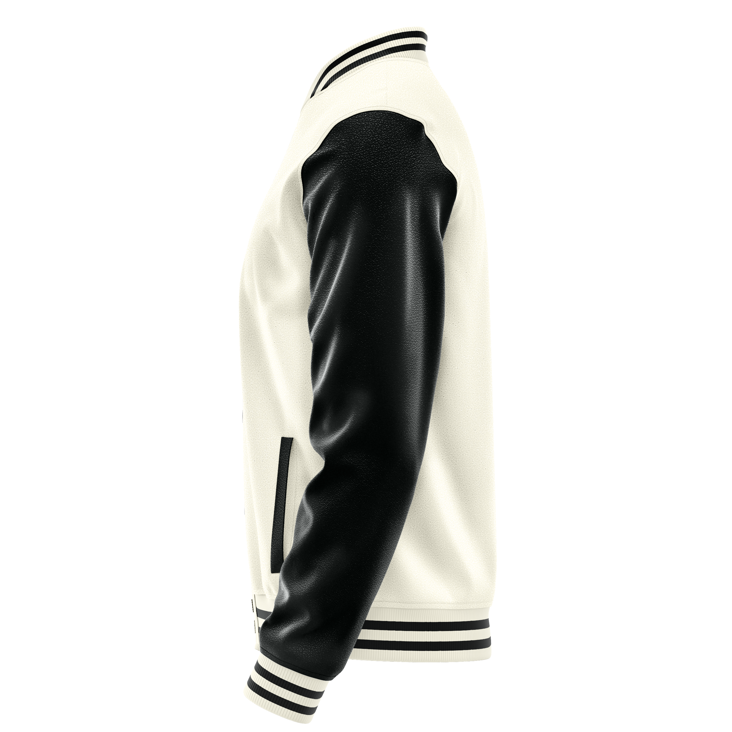 Creme & Schwarz Leder Collegejacke JG03170317