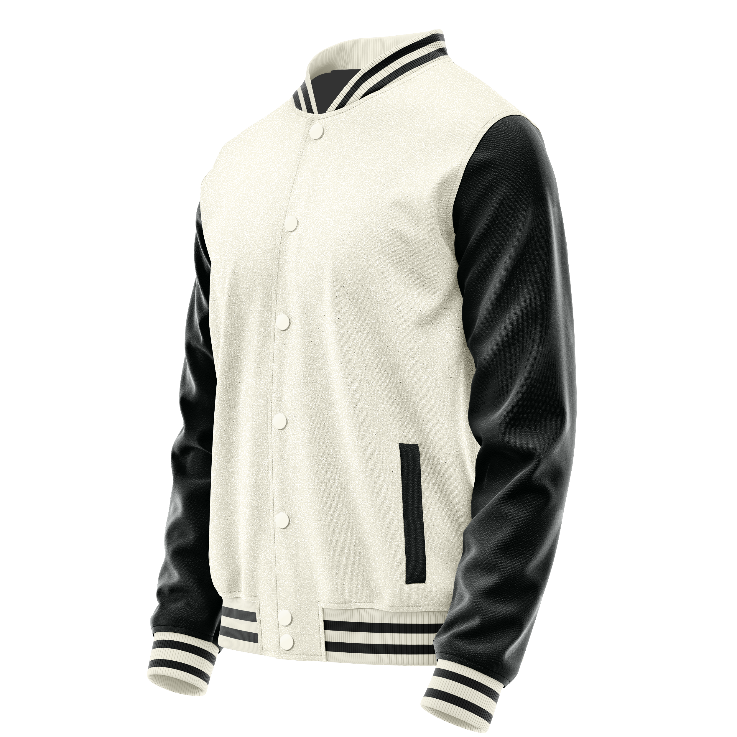 Creme & Schwarz Leder Collegejacke JG03170317
