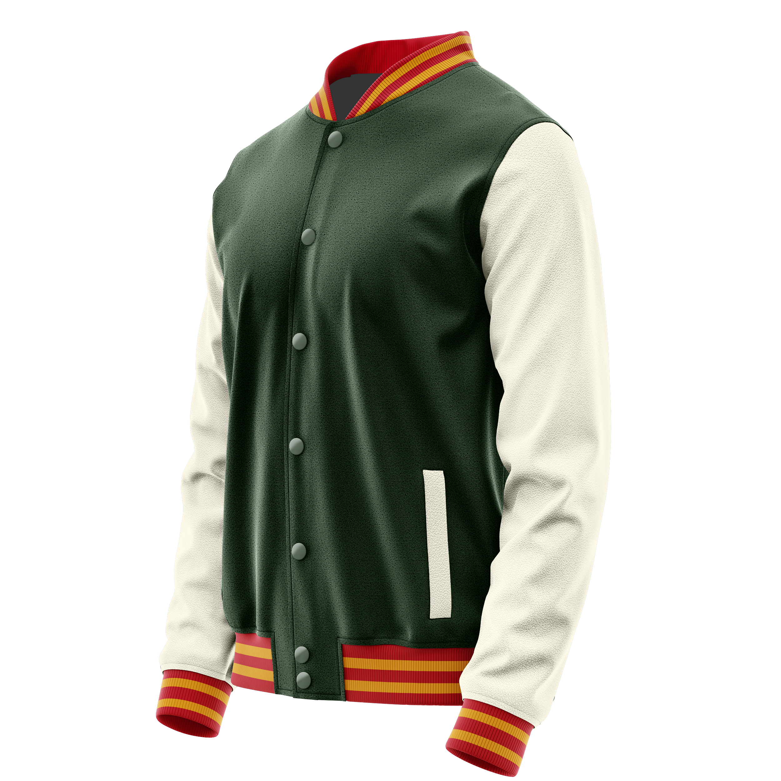 Dunkelgrün & Creme Leder Collegejacke JG06031419