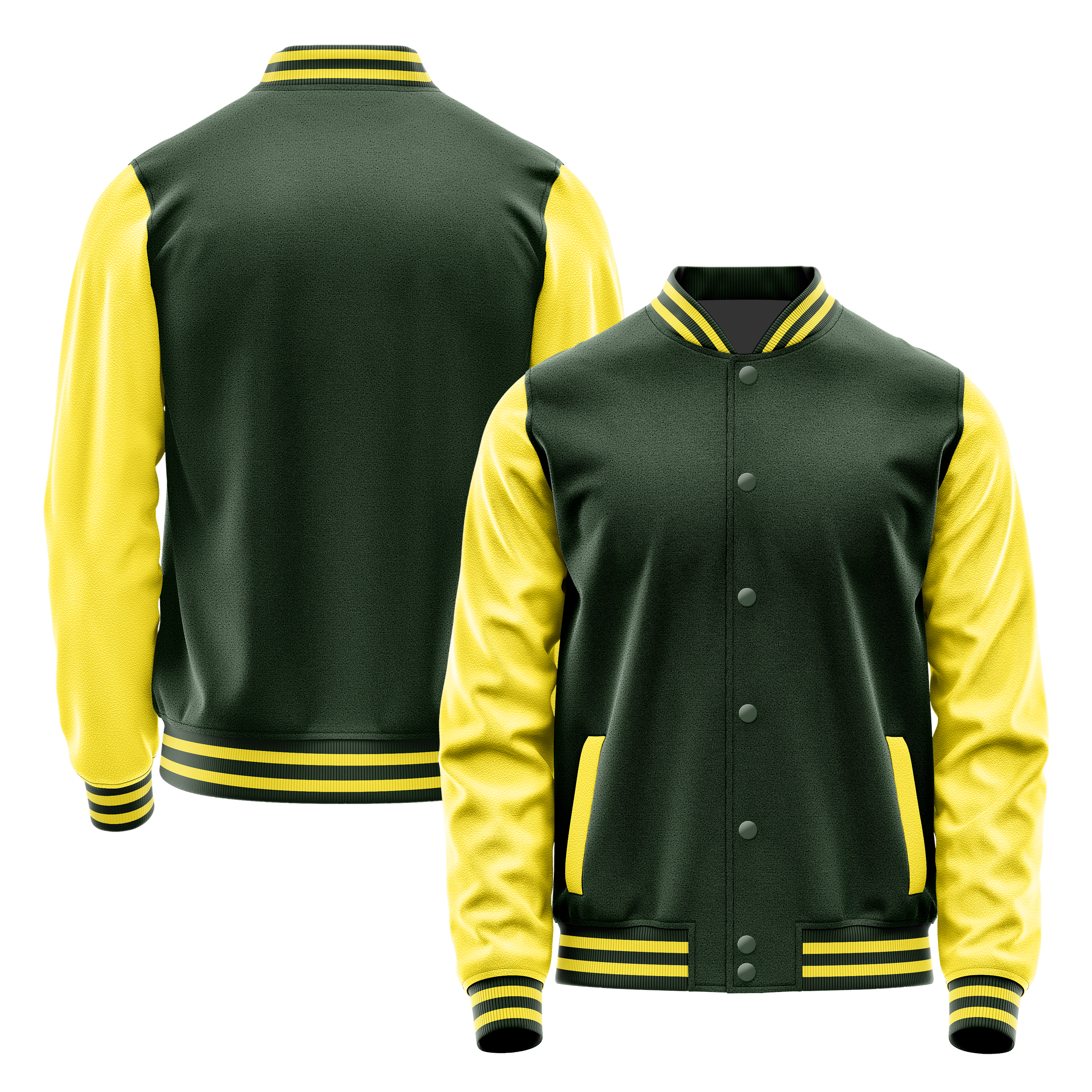 Dunkelgrün & Hellgelb Leder Collegejacke JG06260626