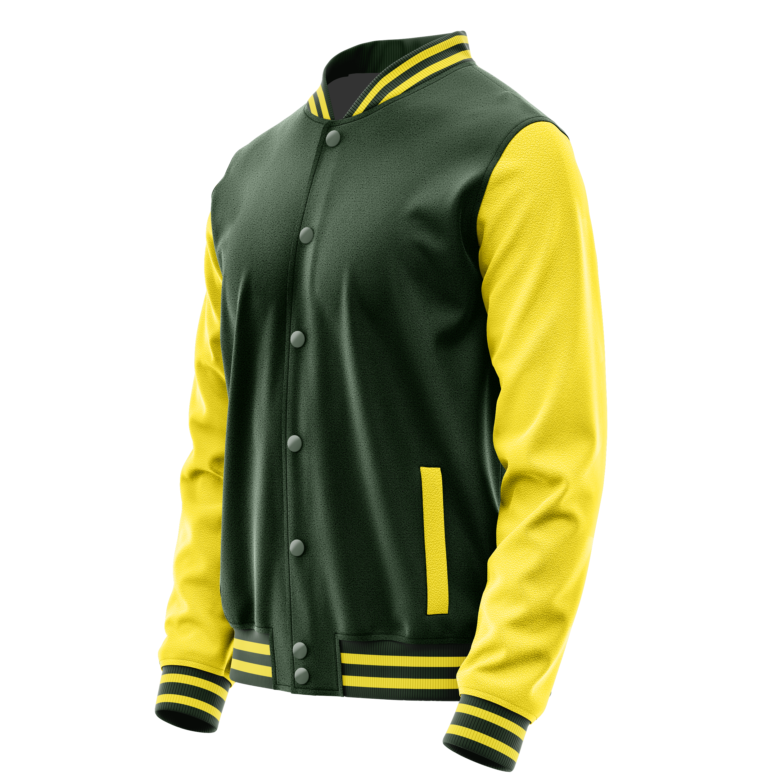 Dunkelgrün & Hellgelb Leder Collegejacke JG06260626