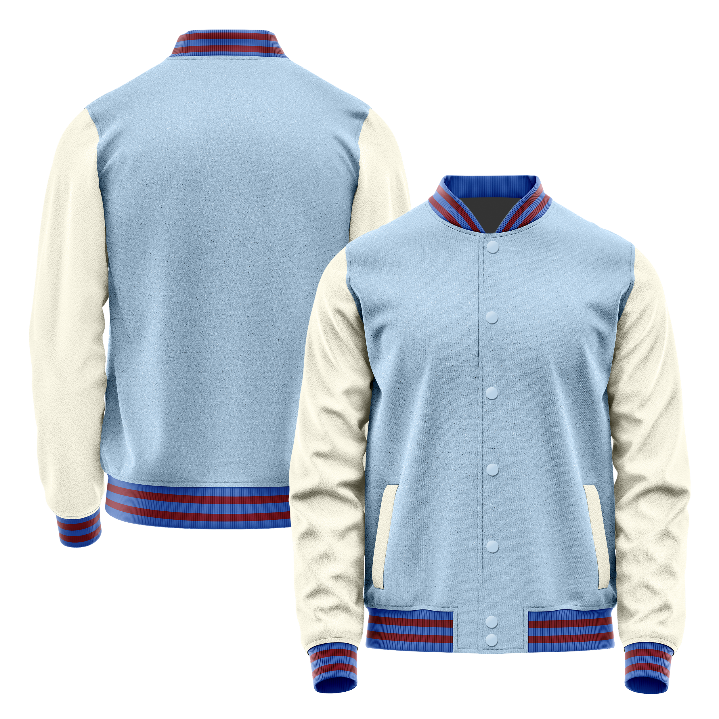 Hellblau & Creme Leder Collegejacke JG08030915