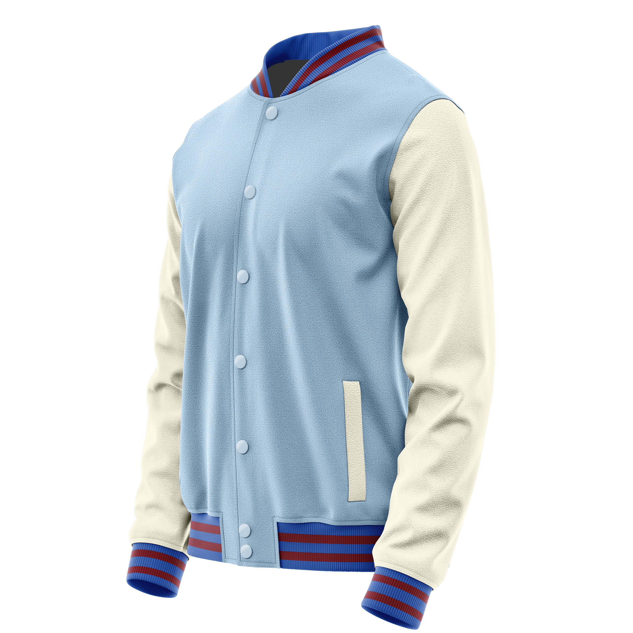 Hellblau & Creme Leder Collegejacke JG08030915