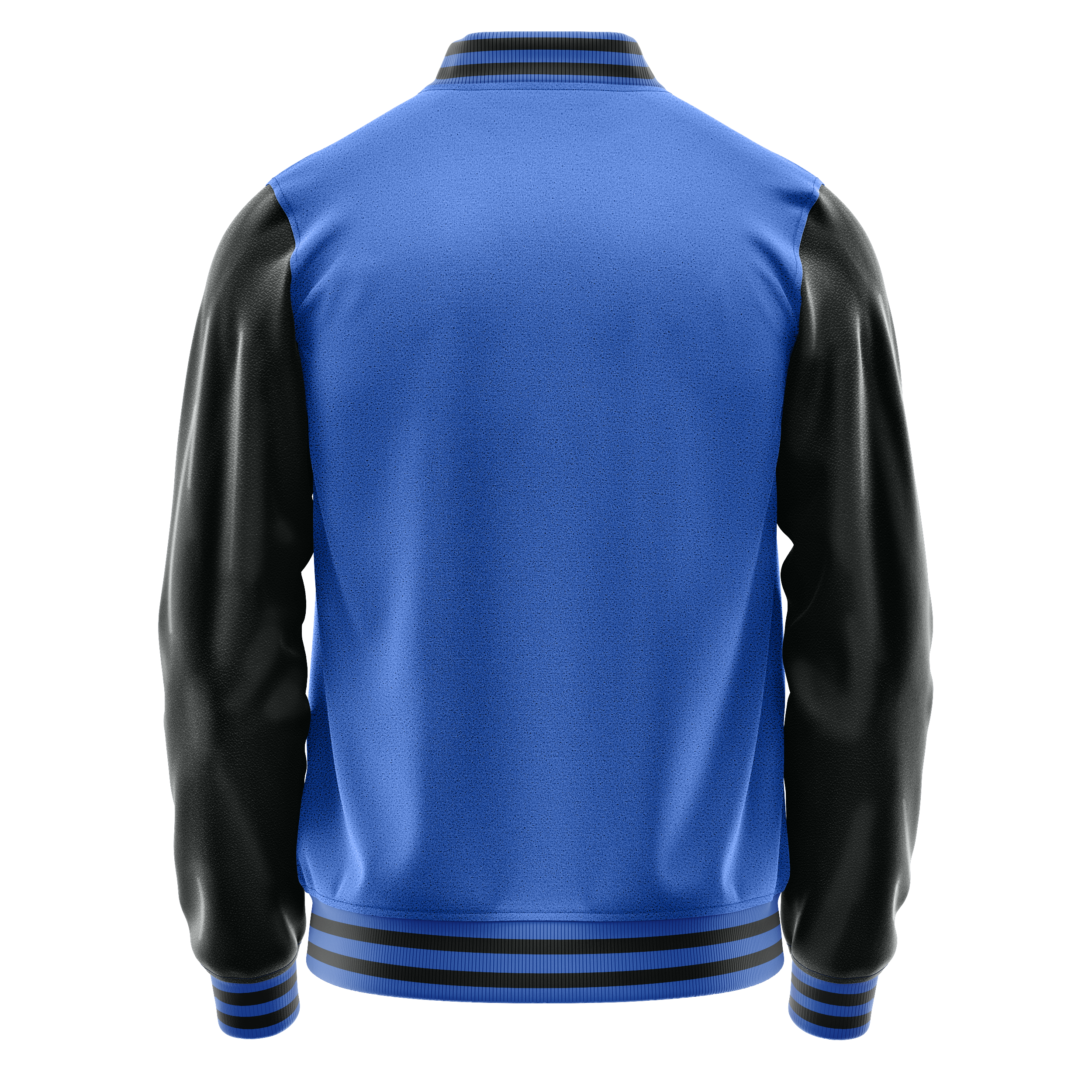 Himmelblau & Schwarz Leder Collegejacke JG09170917