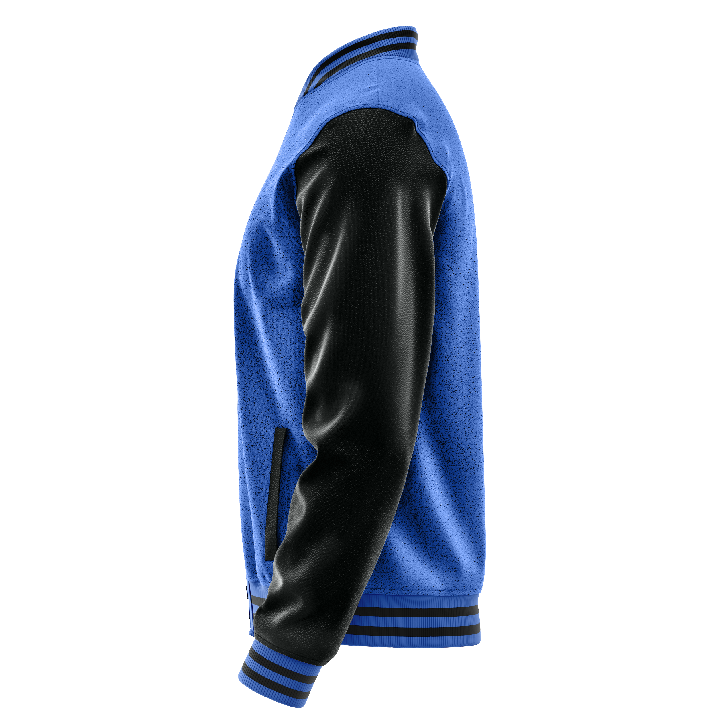Himmelblau & Schwarz Leder Collegejacke JG09170917