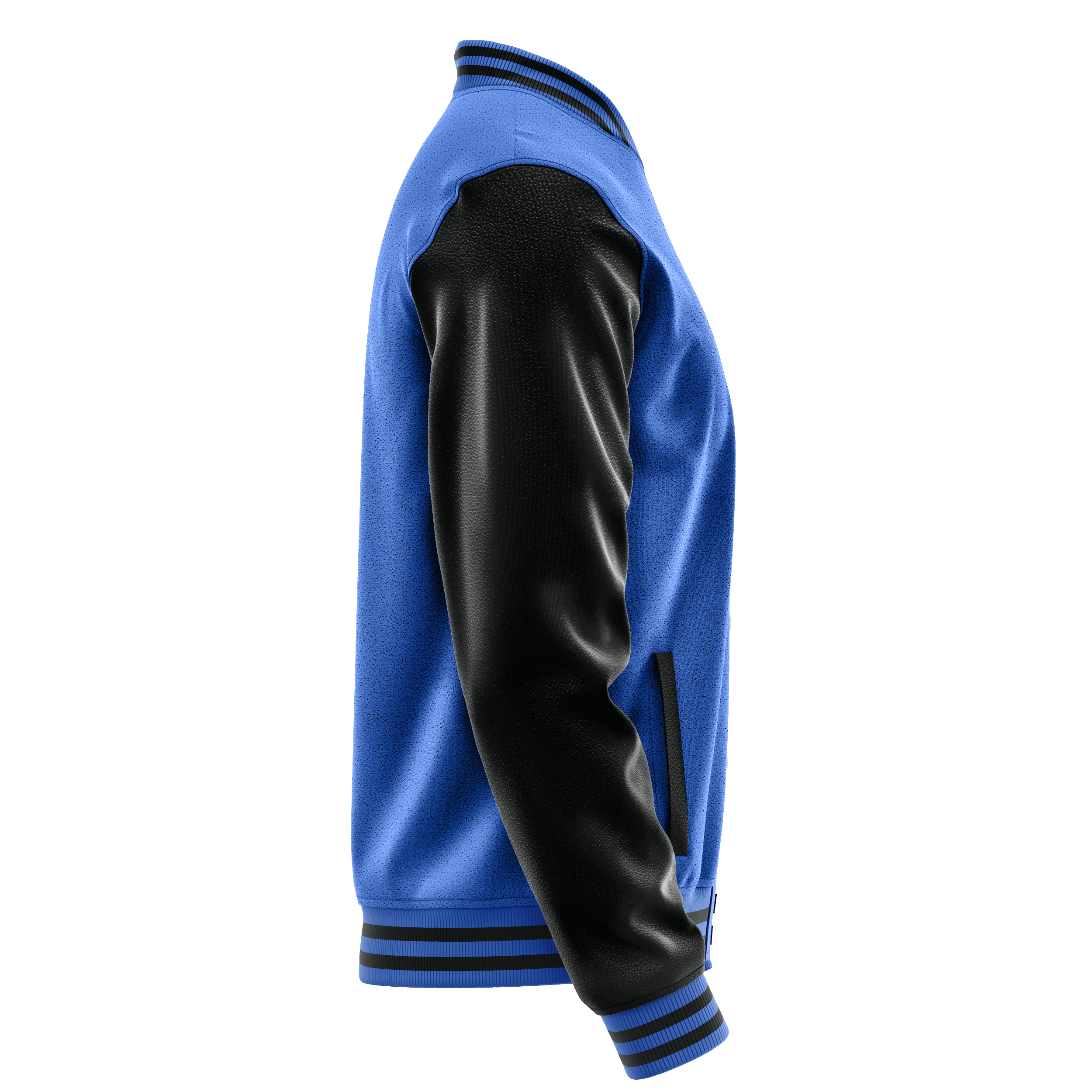 Himmelblau & Schwarz Leder Collegejacke JG09170917