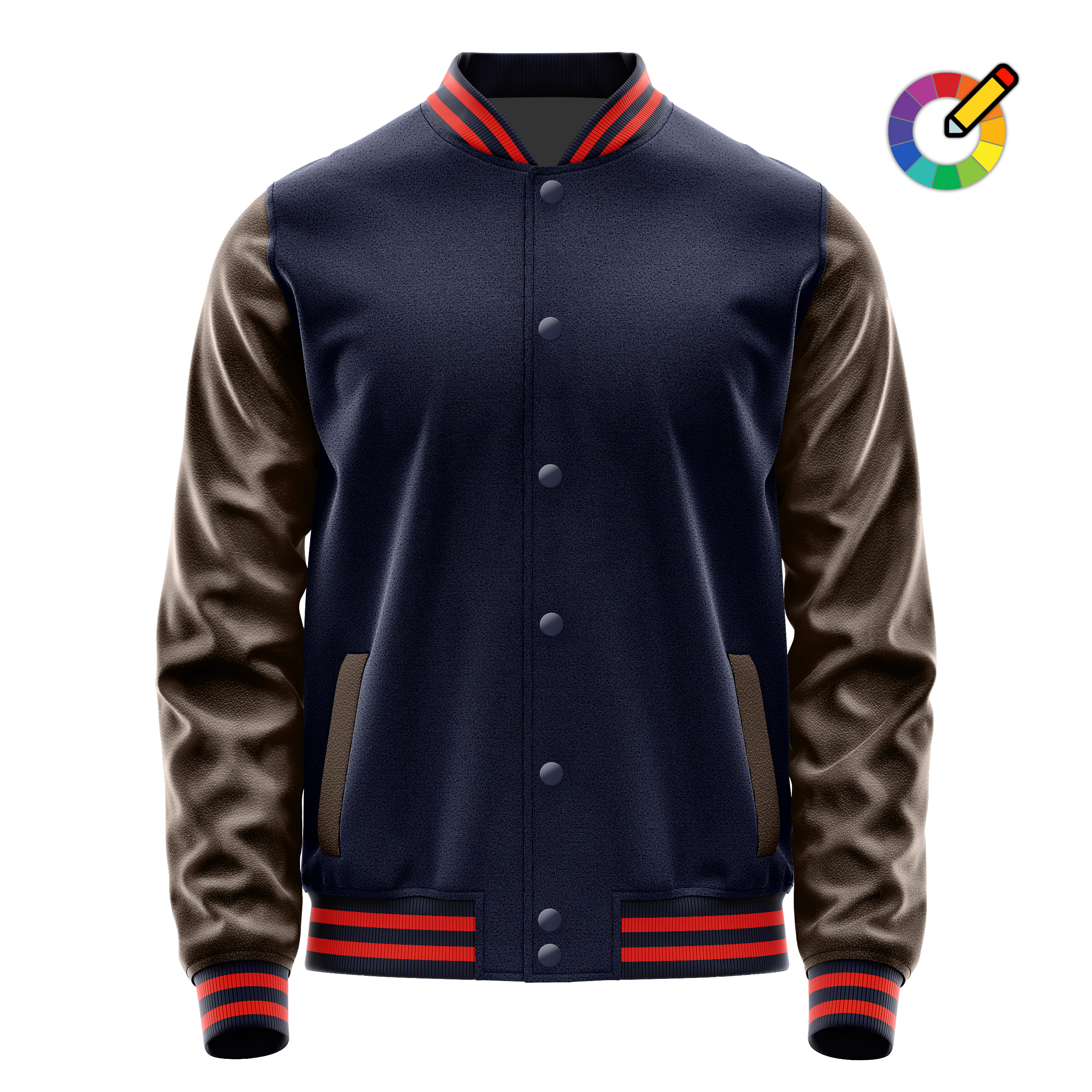 Marineblau & Braun Leder Collegejacke JG11011112