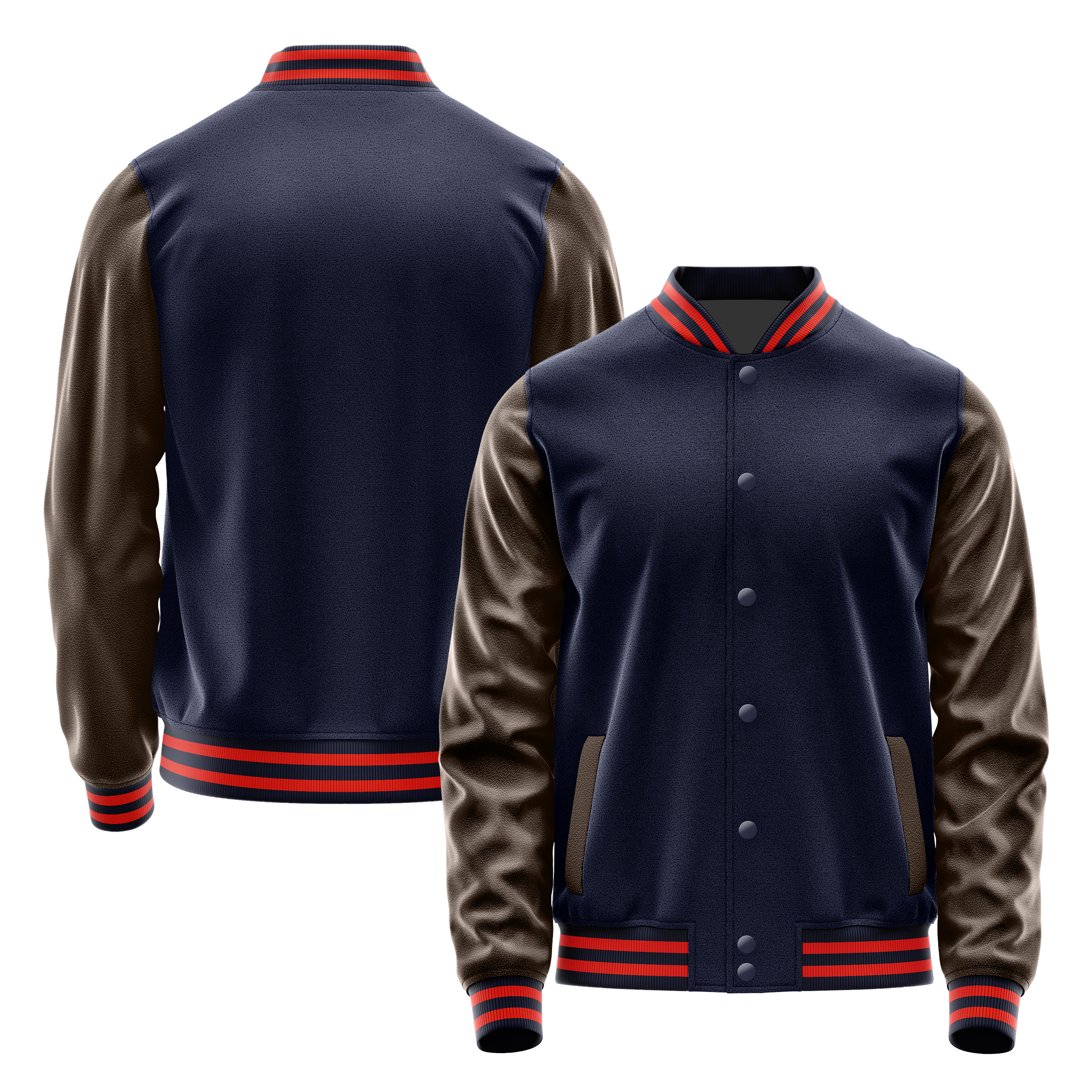 Marineblau & Braun Leder Collegejacke JG11011112