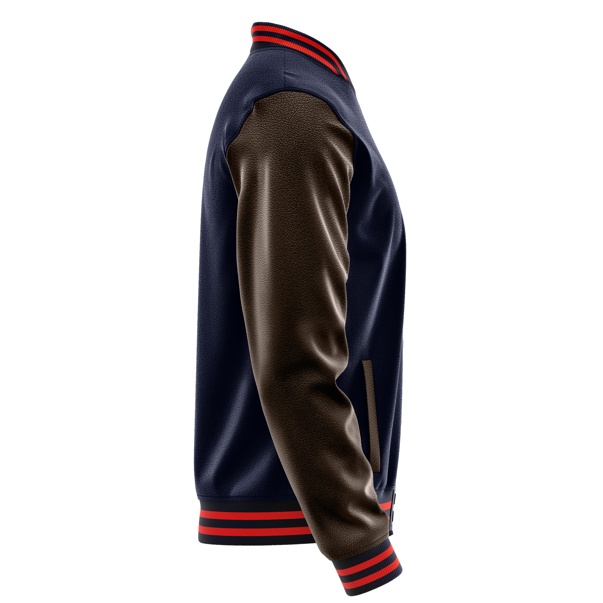 Marineblau & Braun Leder Collegejacke JG11011112