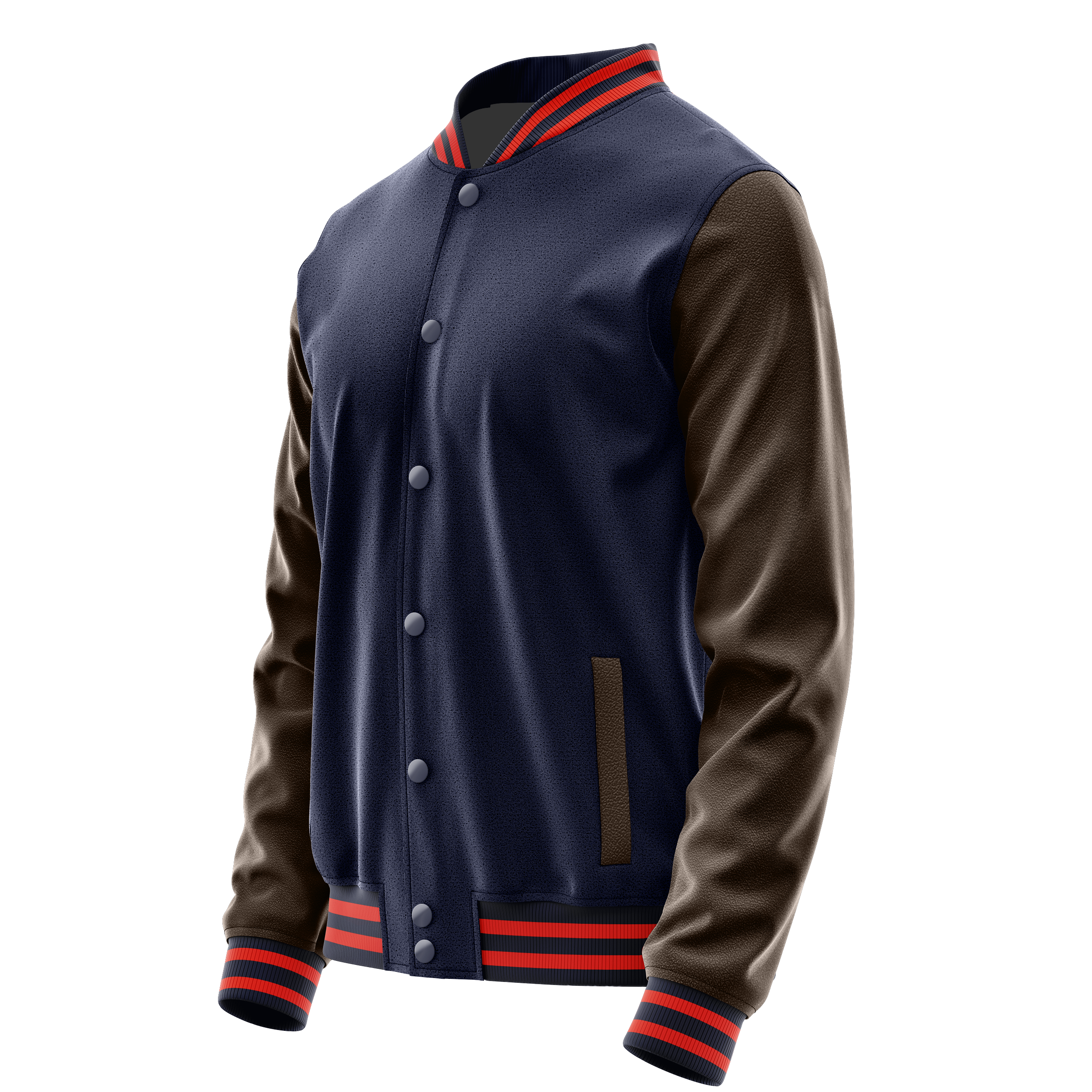 Marineblau & Braun Leder Collegejacke JG11011112