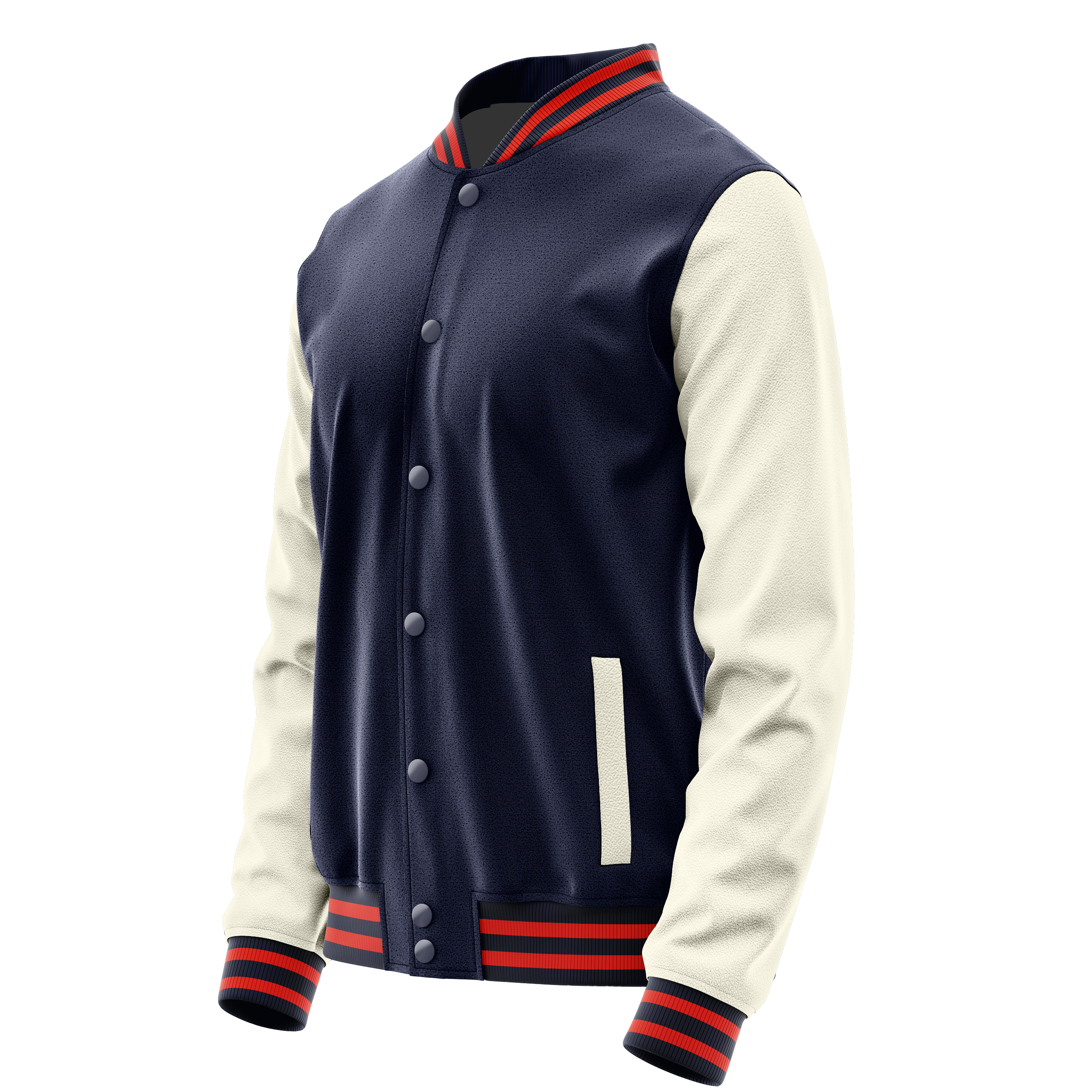 Marineblau & Creme Leder Collegejacke JG11031112