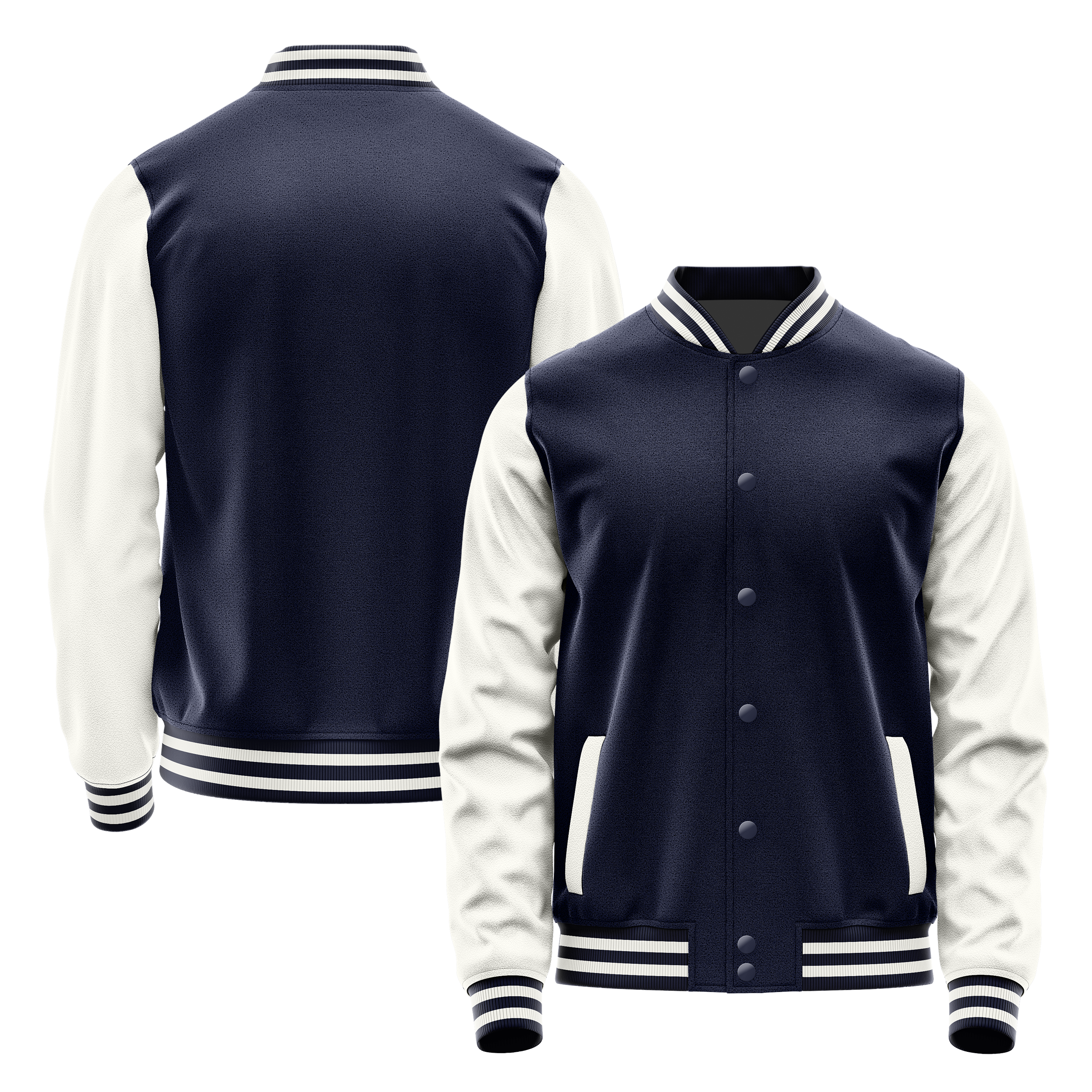 Marineblau & Weiß Leder Collegejacke JG11181118