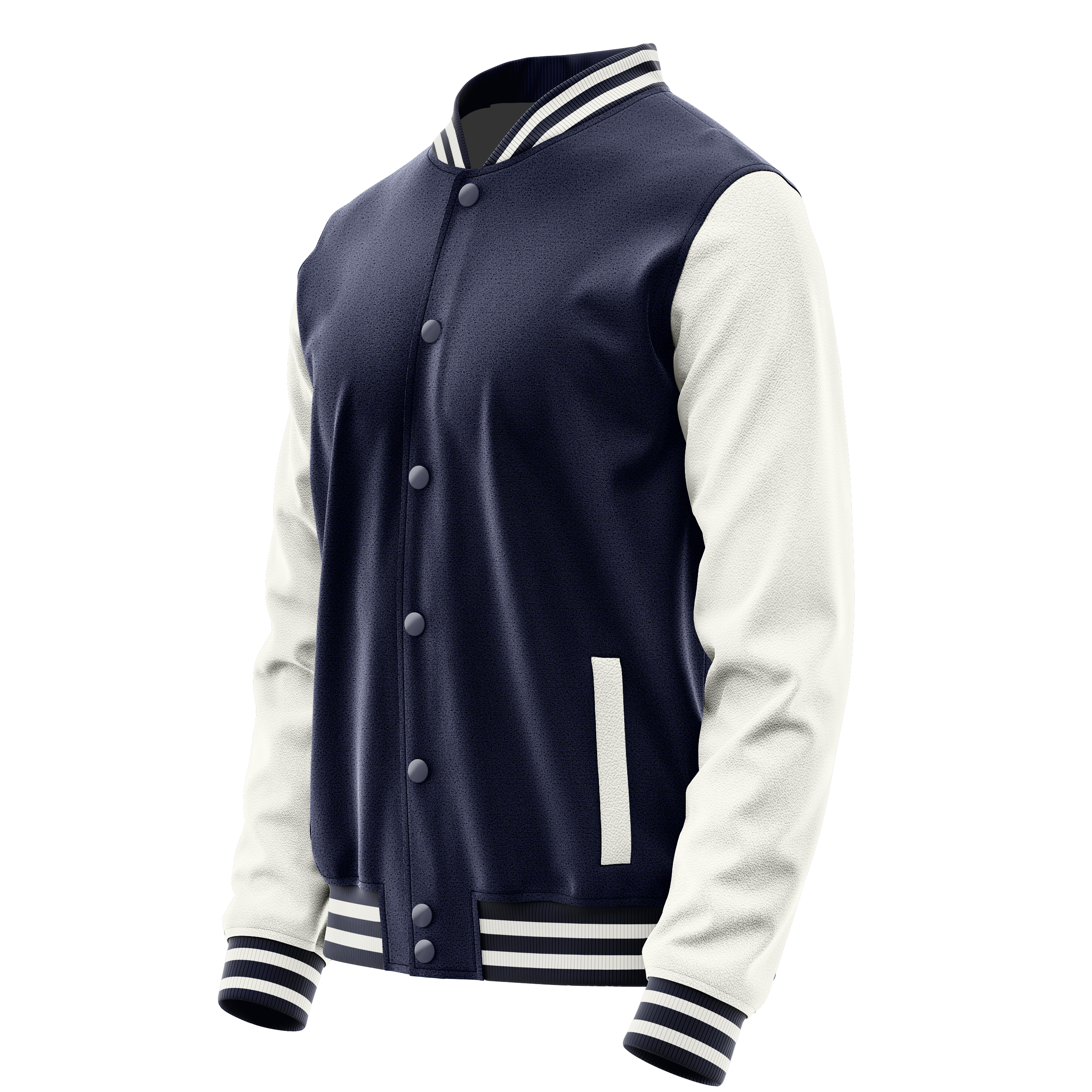 Marineblau & Weiß Leder Collegejacke JG11181118