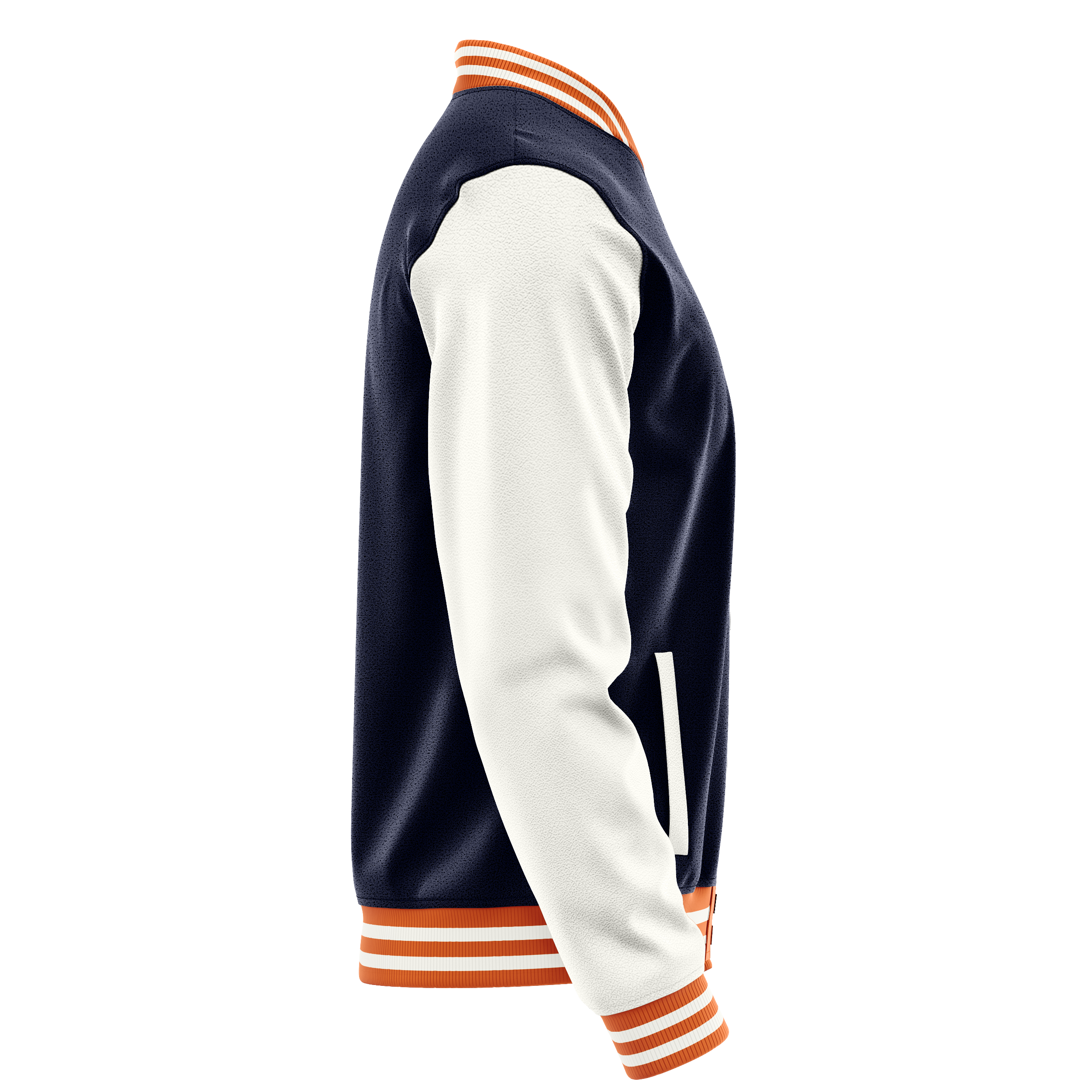 Marineblau & Weiß Leder Collegejacke JG11182818