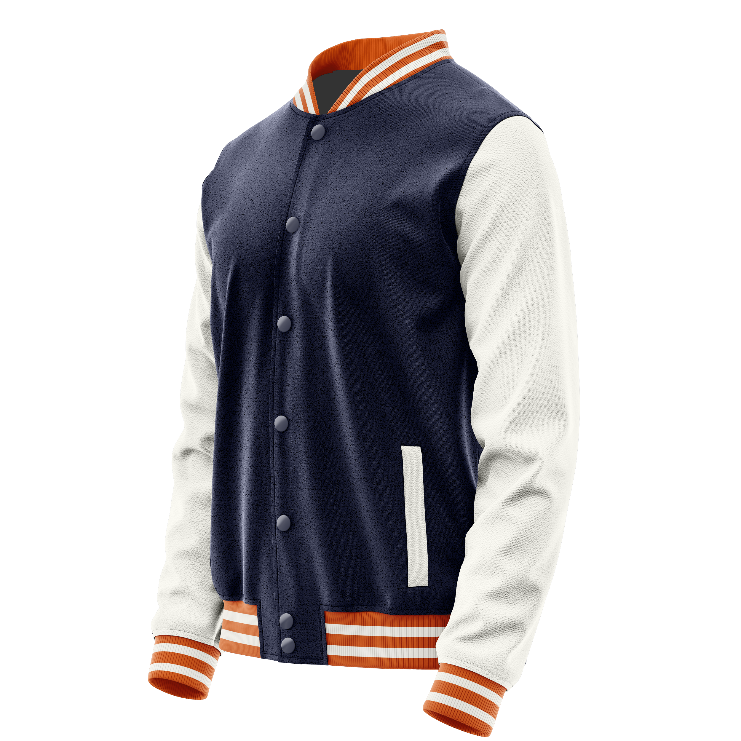 Marineblau & Weiß Leder Collegejacke JG11182818