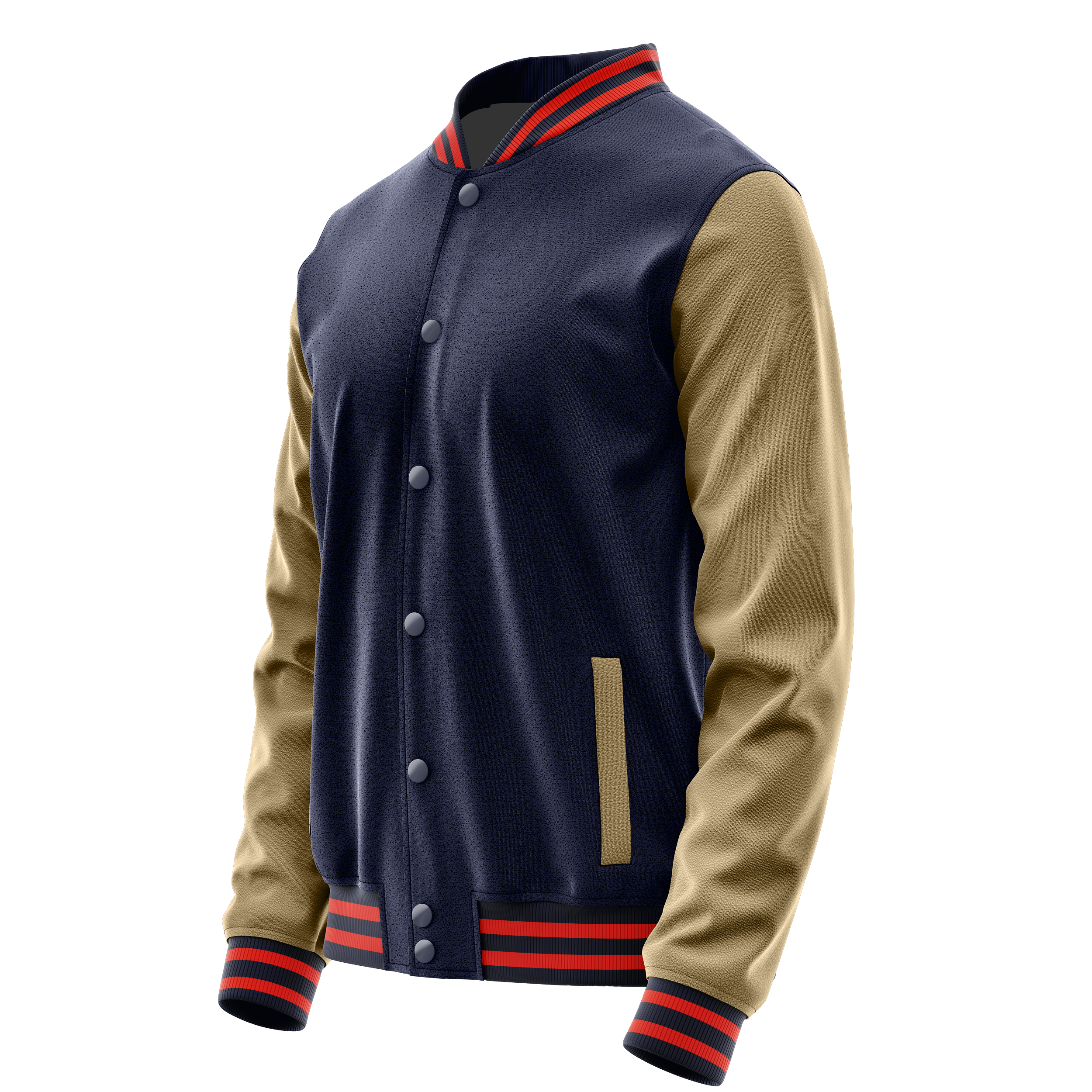 Marineblau & Hellkhaki Leder Collegejacke JG11251112