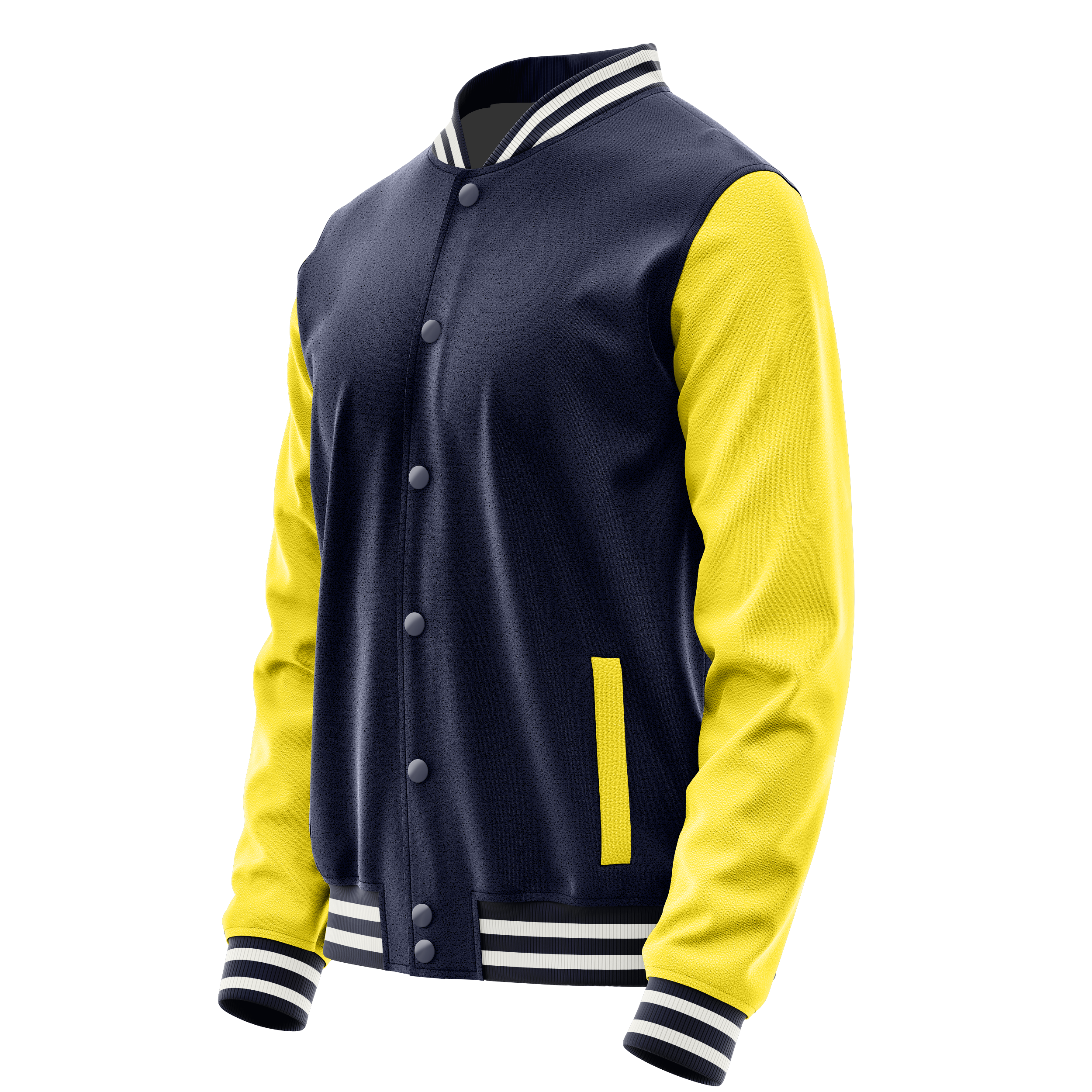 Marineblau & Hellgelb Leder Collegejacke JG11261118
