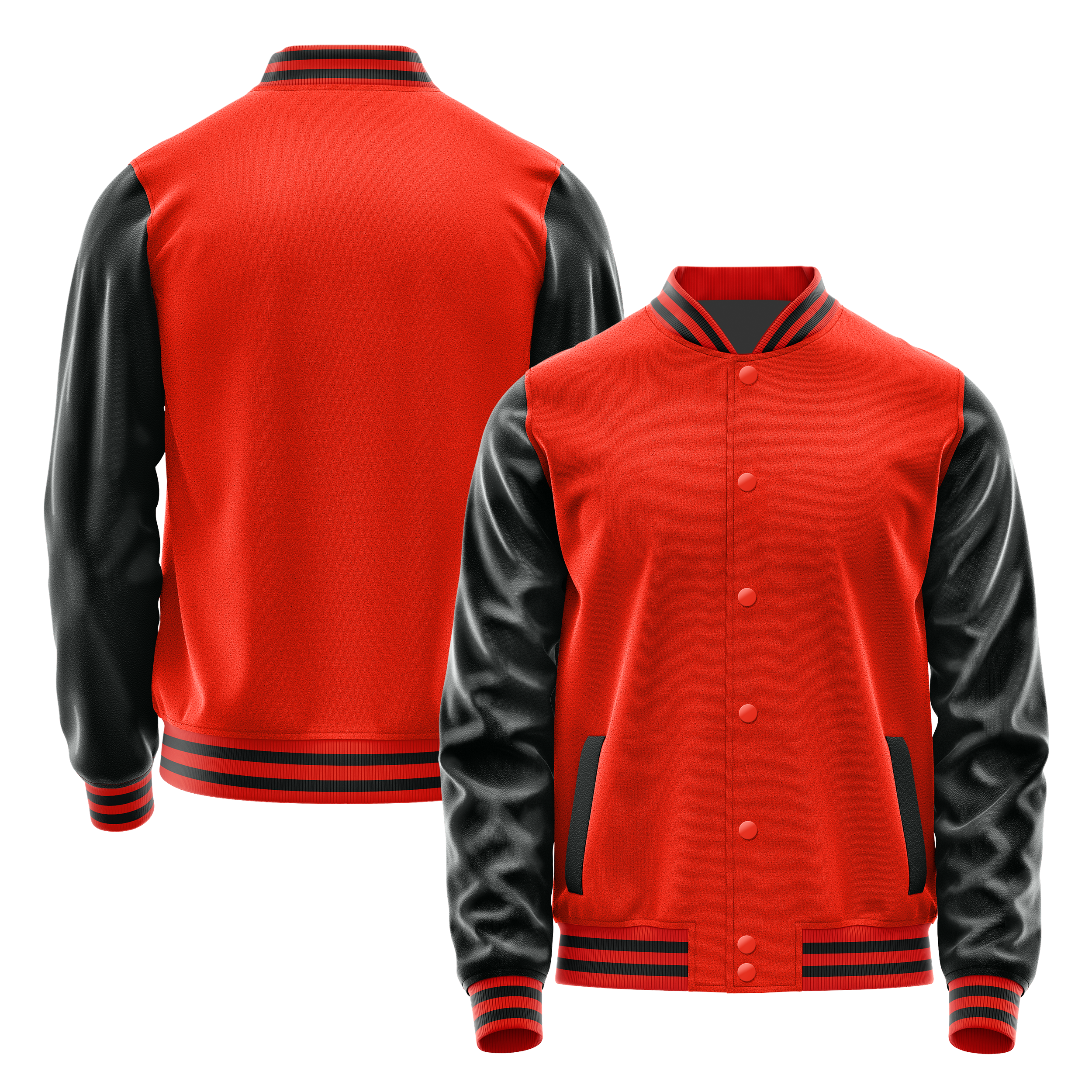 Orangerot & Schwarz Leder Collegejacke JG12171217