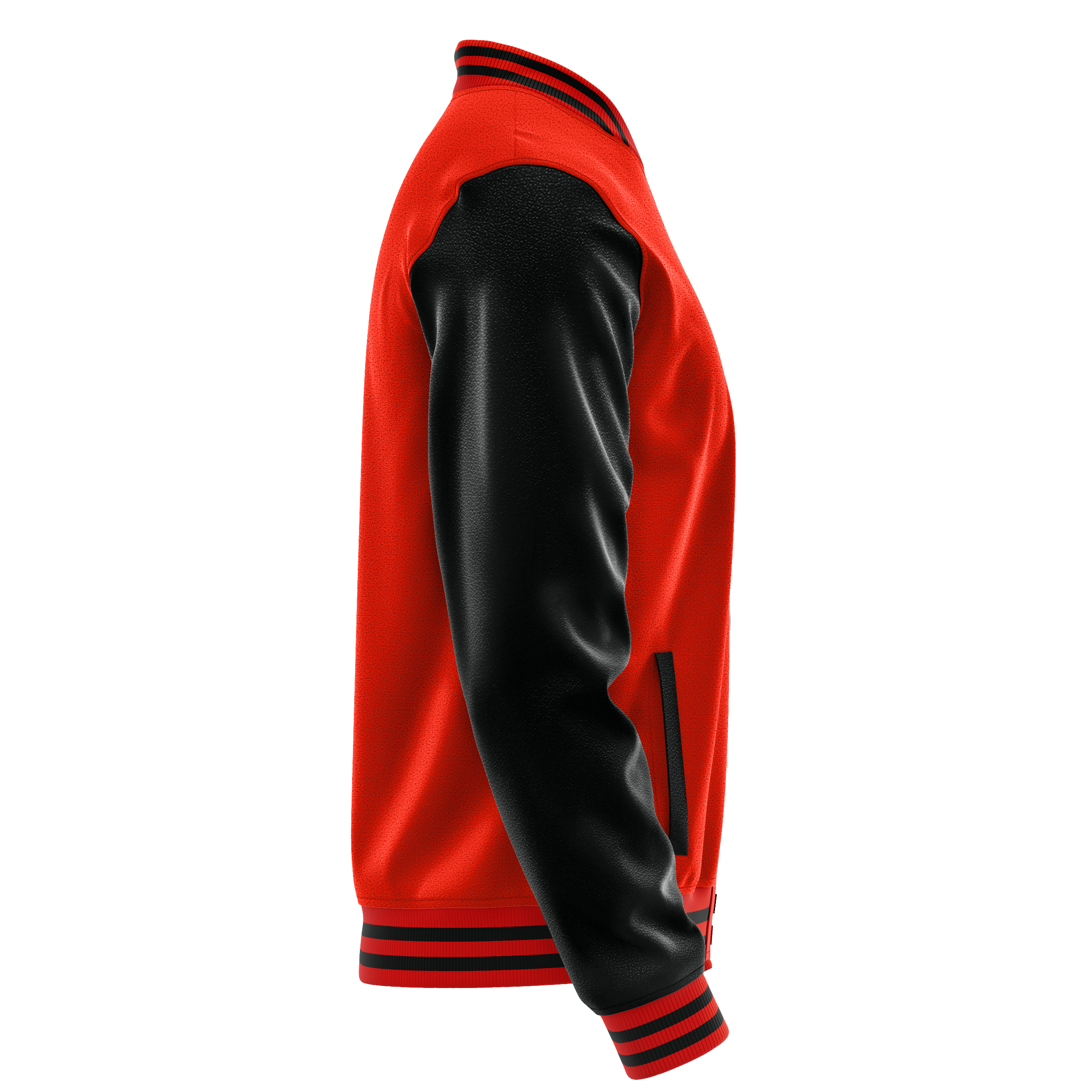 Orangerot & Schwarz Leder Collegejacke JG12171217