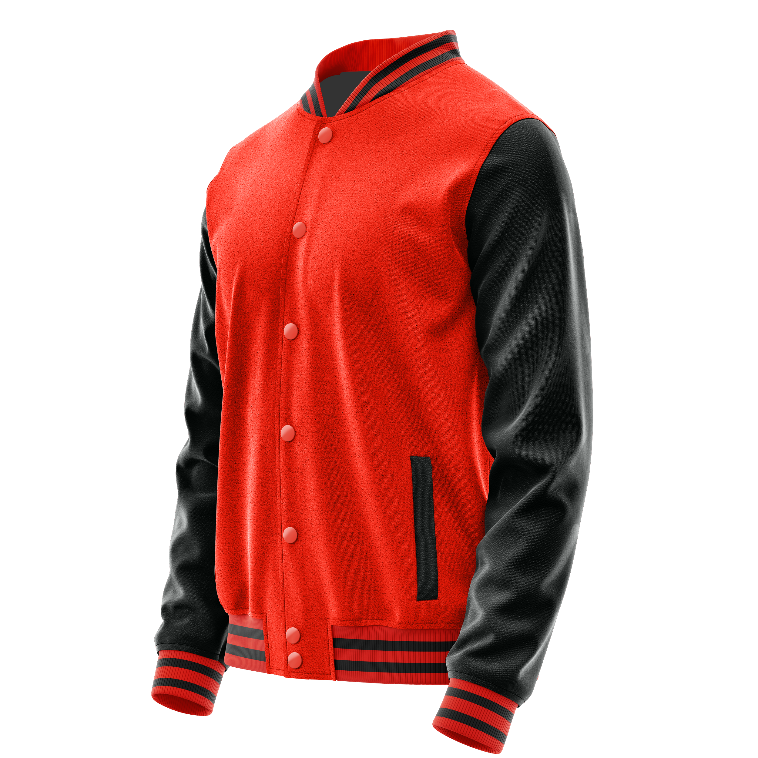 Orangerot & Schwarz Leder Collegejacke JG12171217
