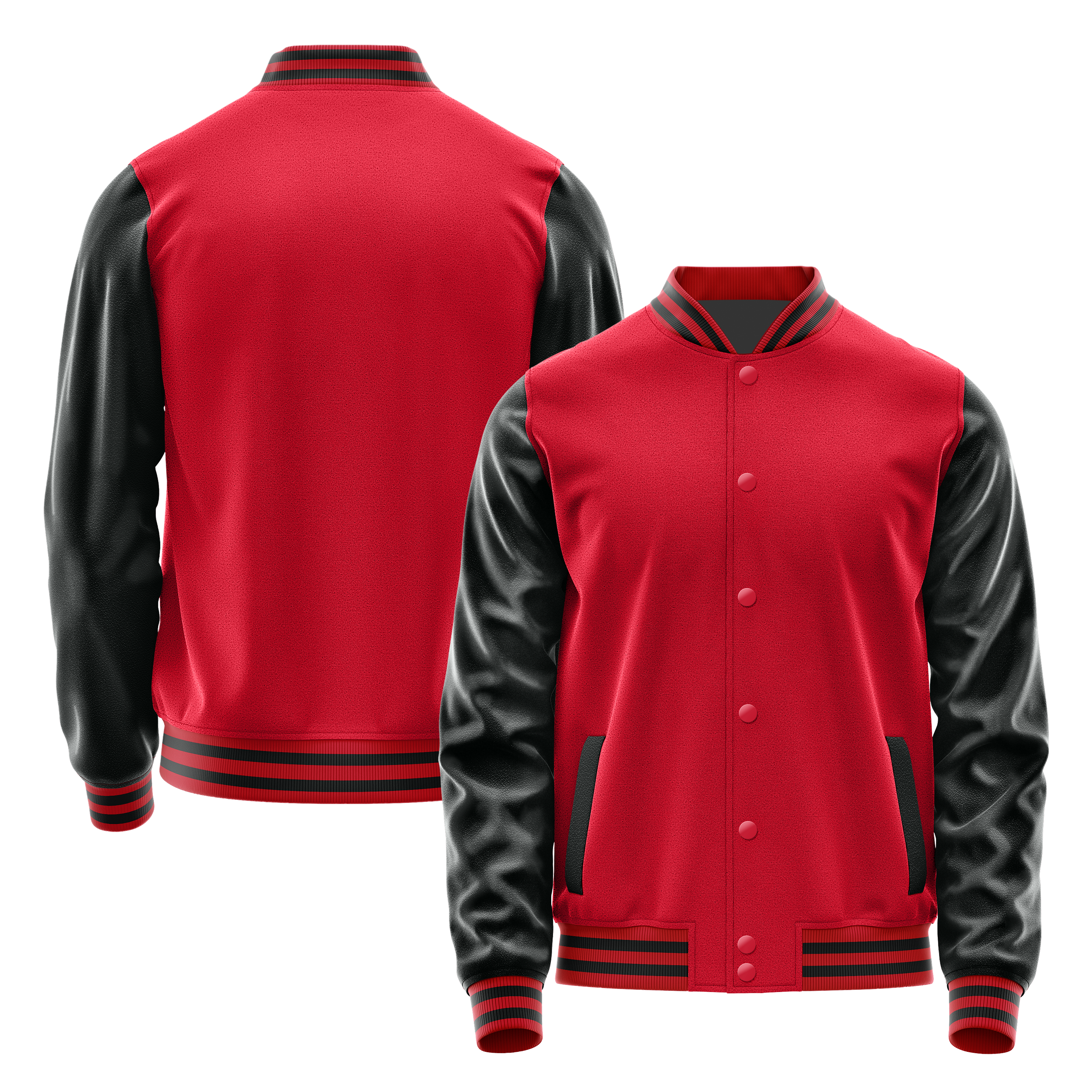 Rot & Schwarz Leder Collegejacke JG14171417