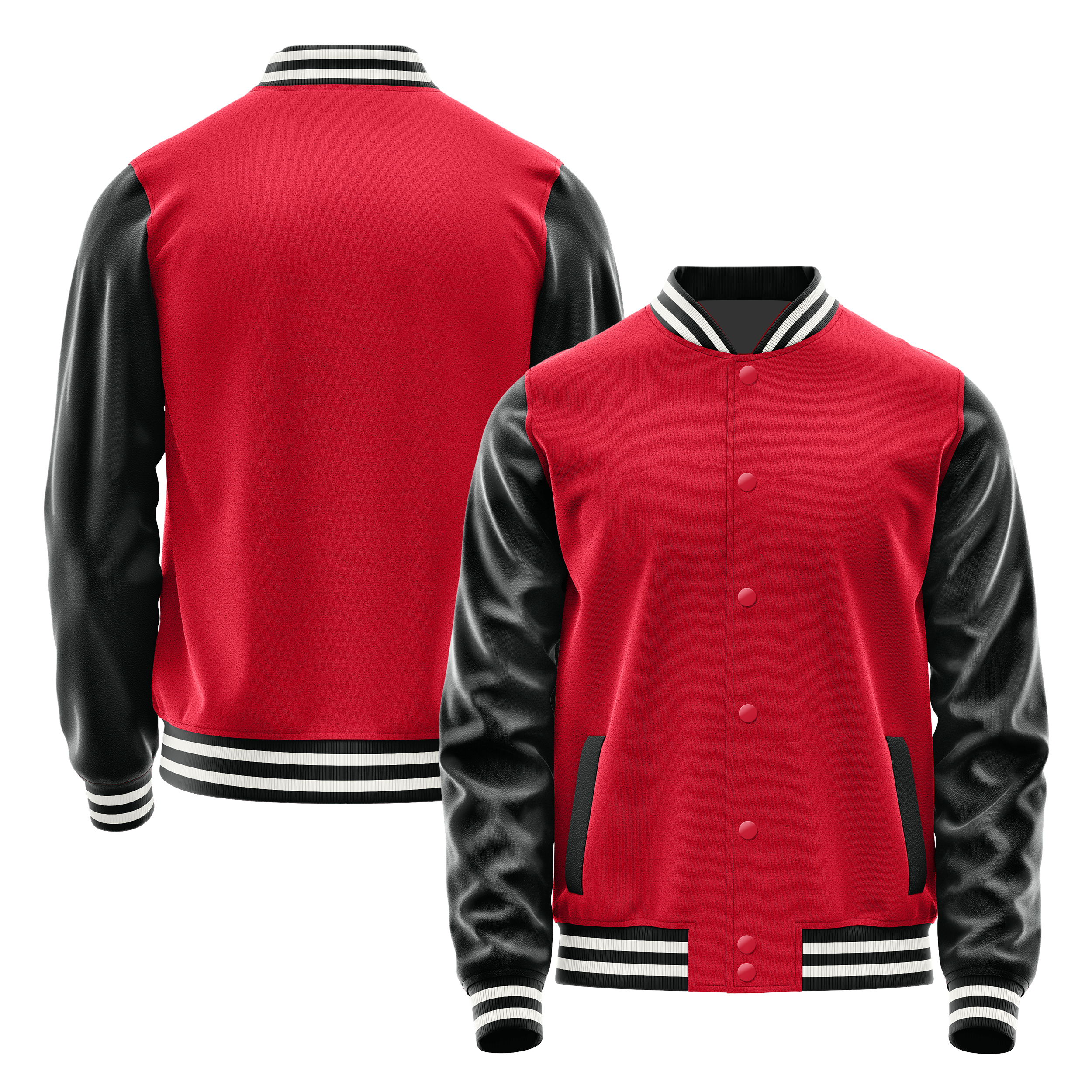 Rot & Schwarz Leder Collegejacke JG14171718