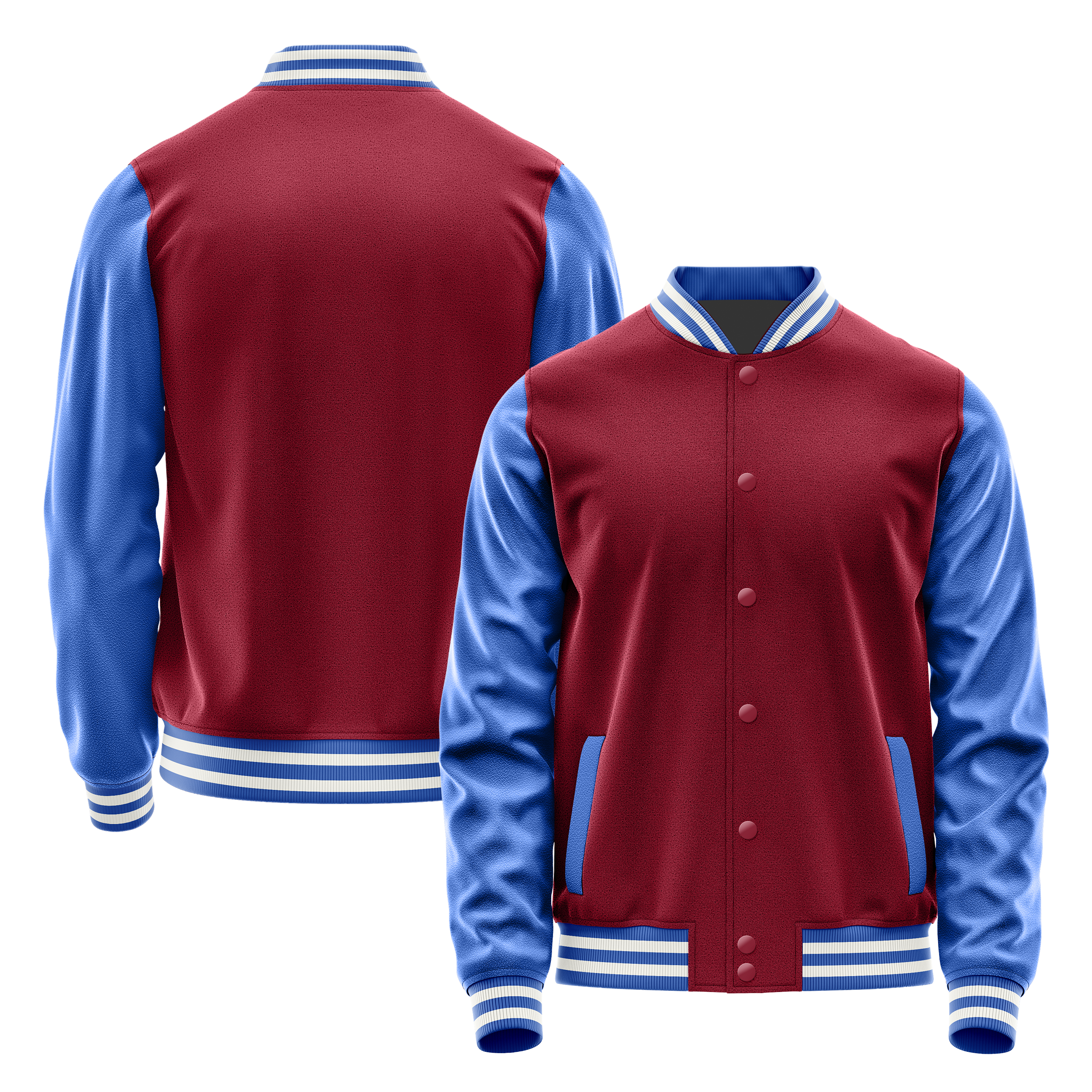 Karmesinrot & Himmelblau Leder Collegejacke JG15090918