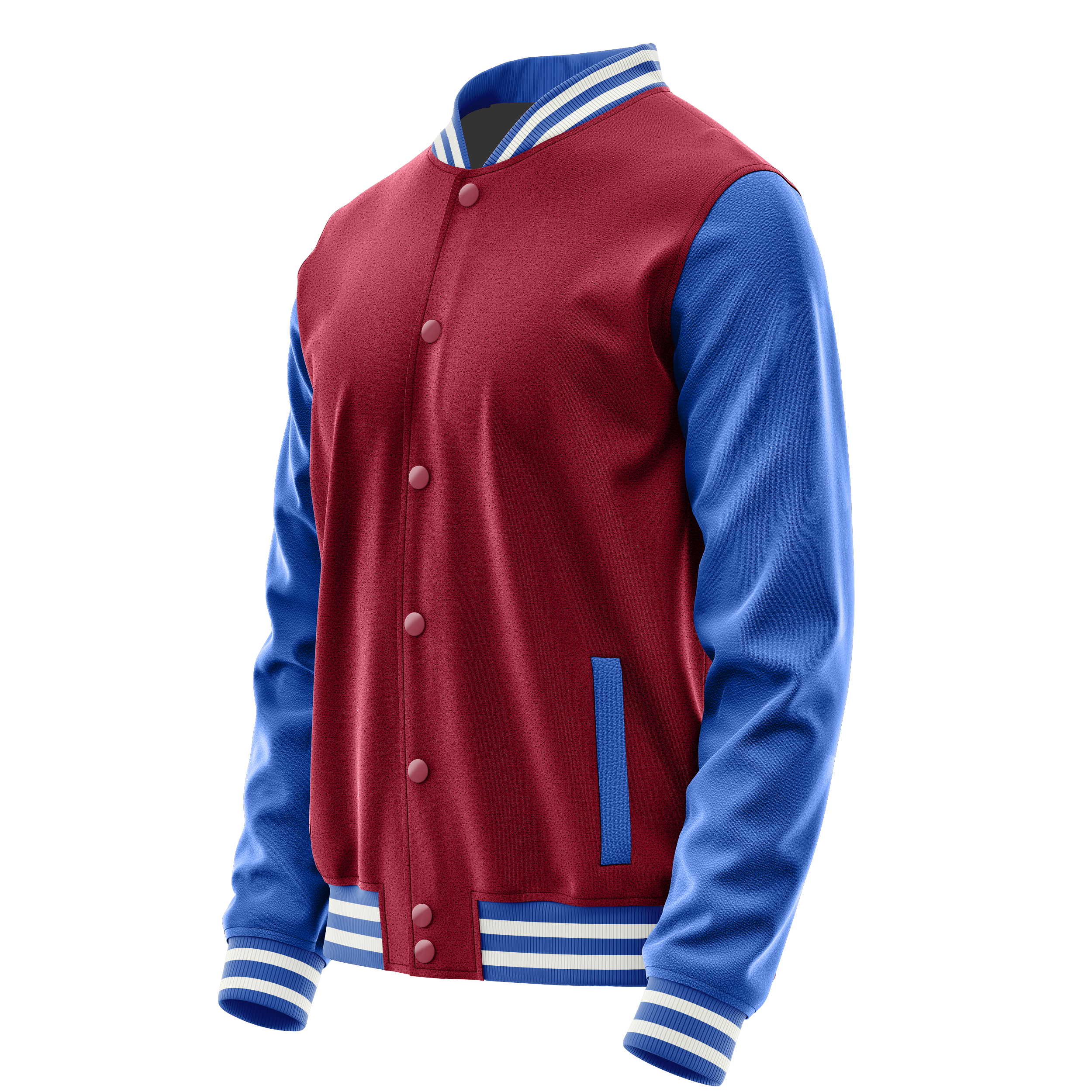 Karmesinrot & Himmelblau Leder Collegejacke JG15090918