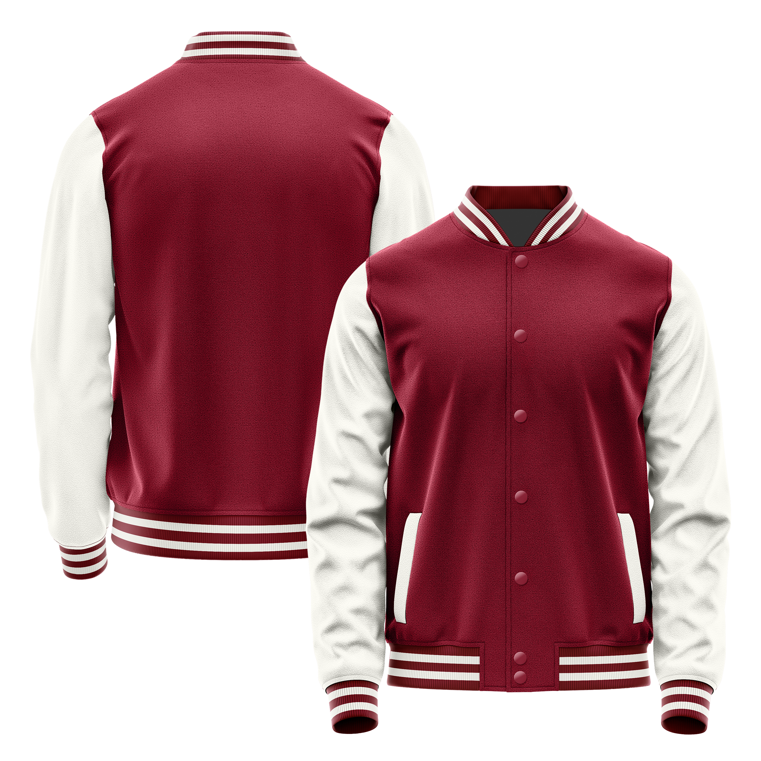 Karmesinrot & Weiß Leder Collegejacke JG15181518