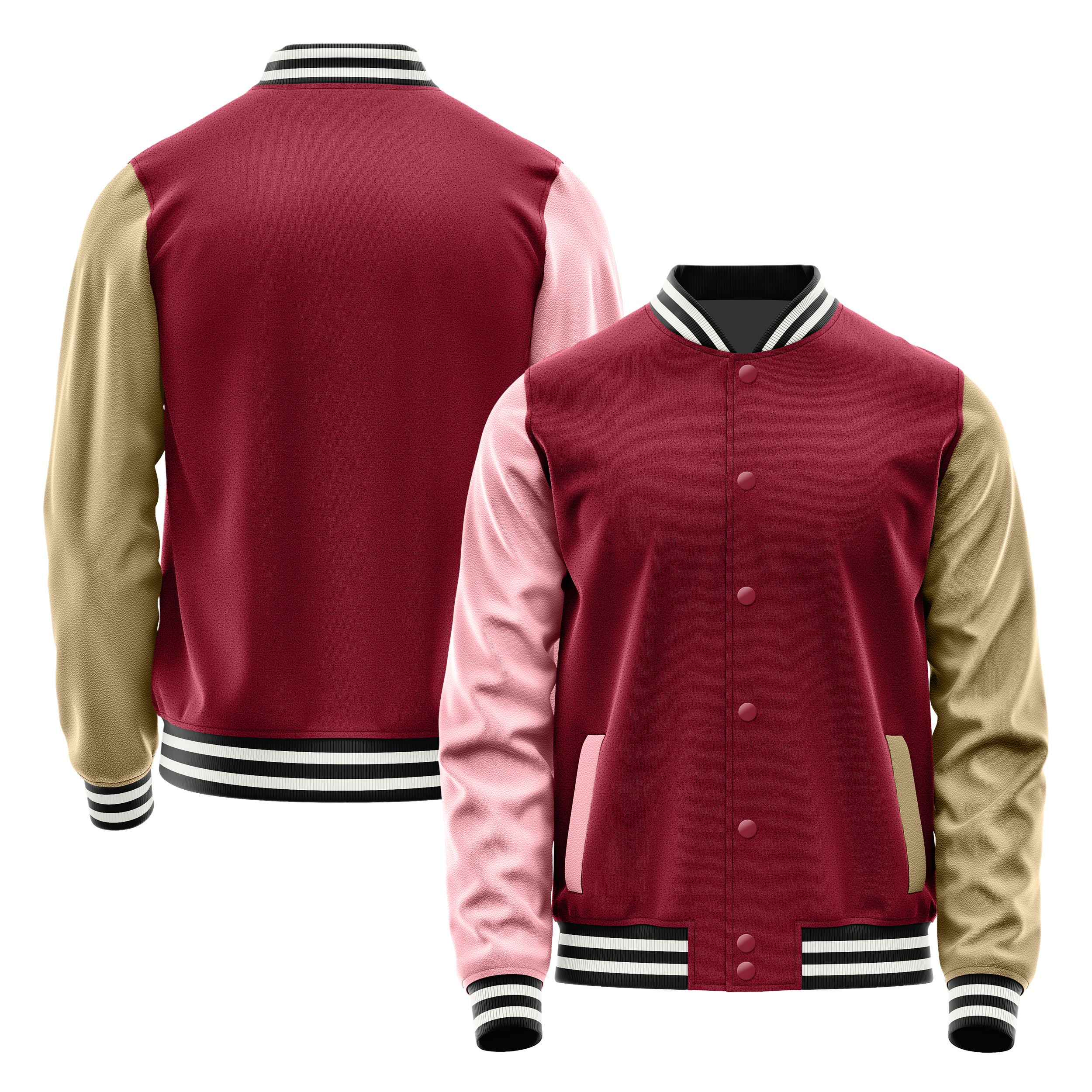 Karminrot & Hellrosa Leder Collegejacke JG1521(25)1718