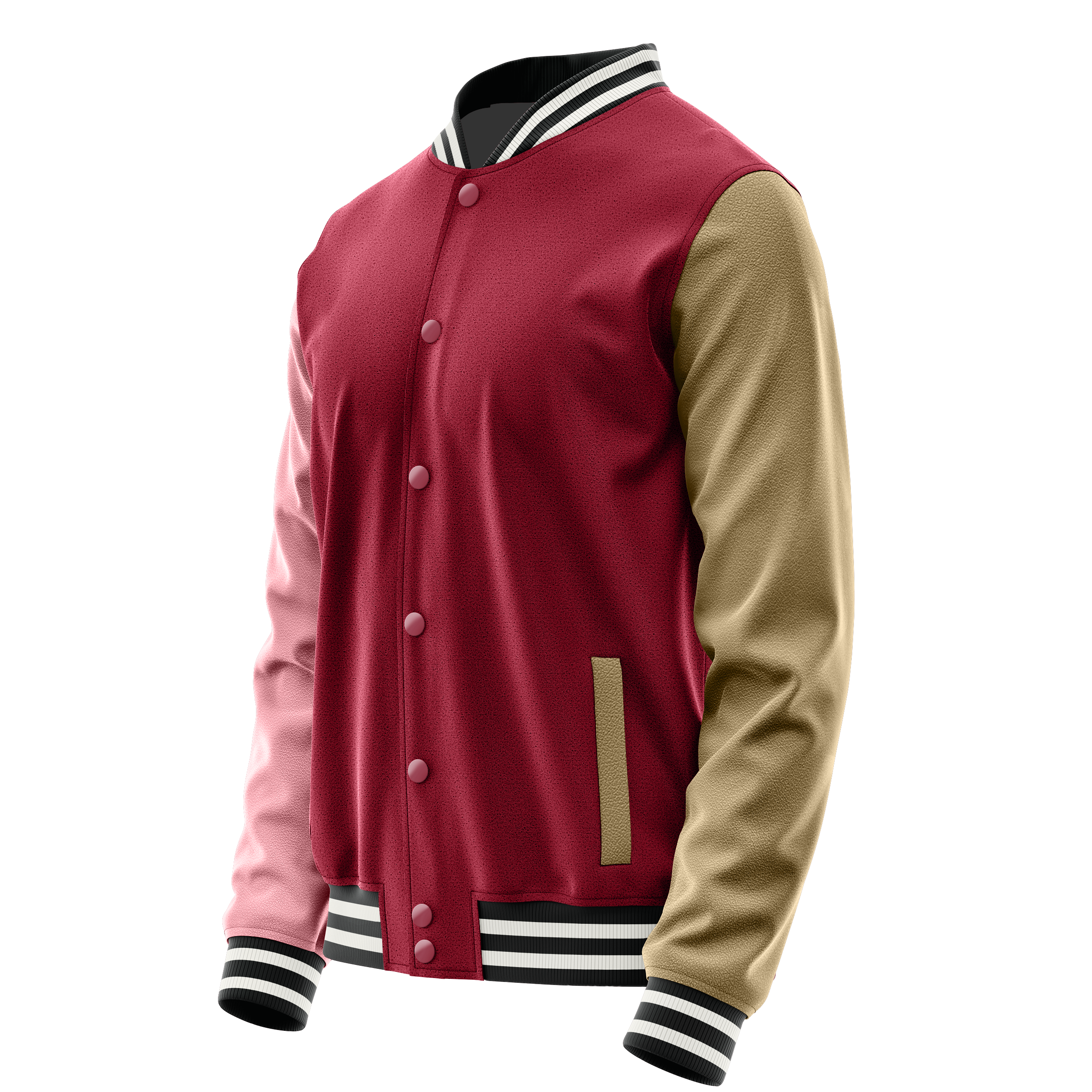 Karminrot & Hellrosa Leder Collegejacke JG1521(25)1718
