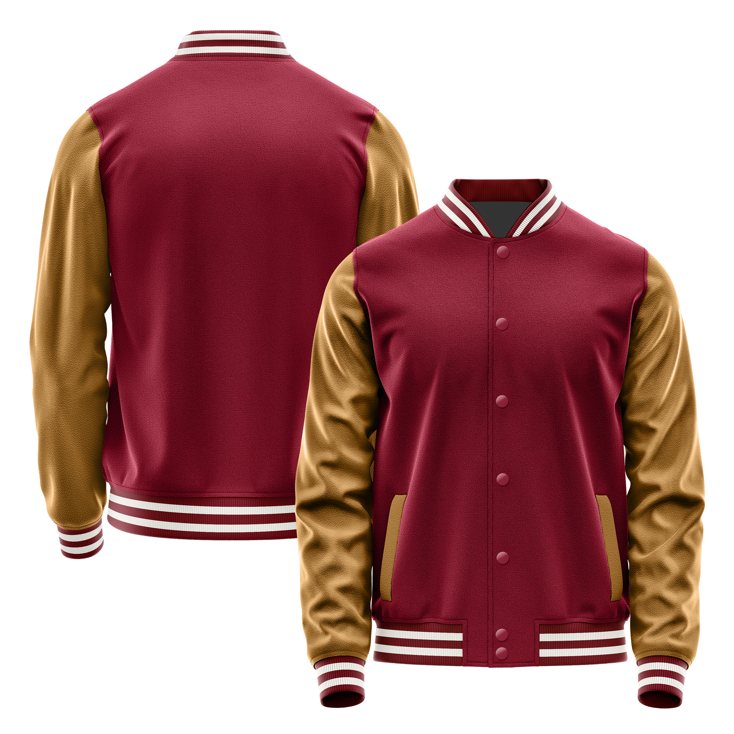 Karmesinrot & Khaki Leder Collegejacke JG15221518