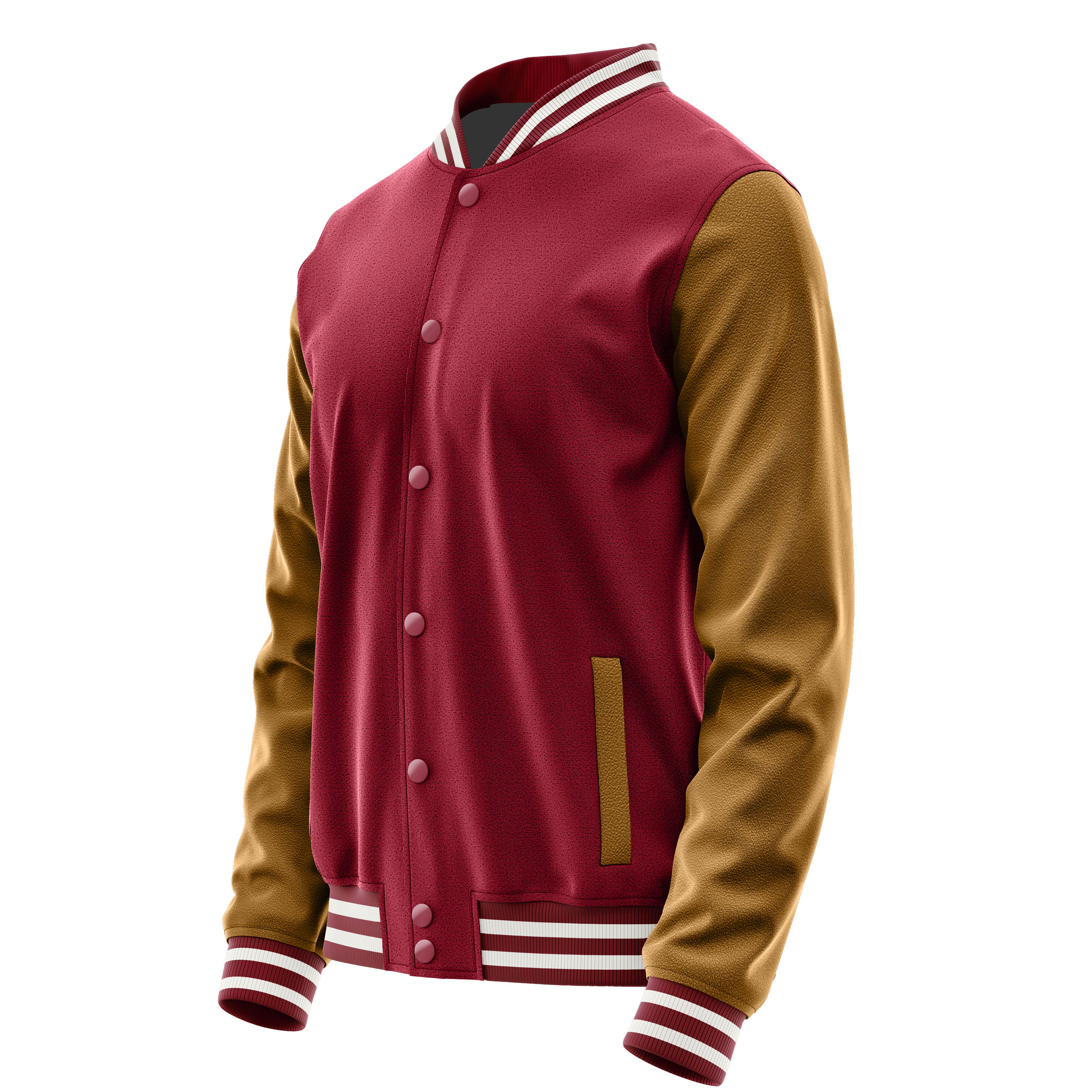 Karmesinrot & Khaki Leder Collegejacke JG15221518