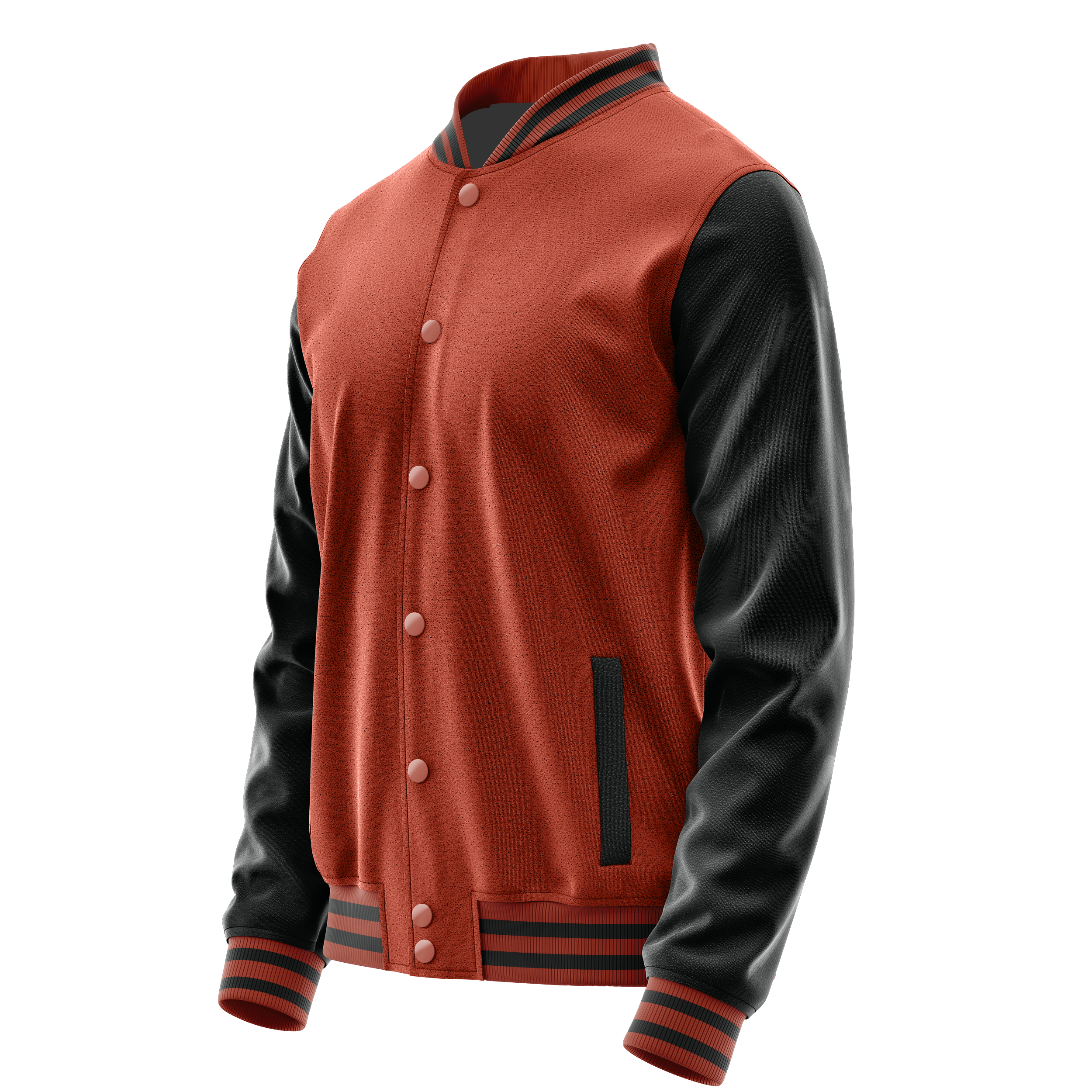 Korallenrot & Schwarz Leder Collegejacke JG16171617