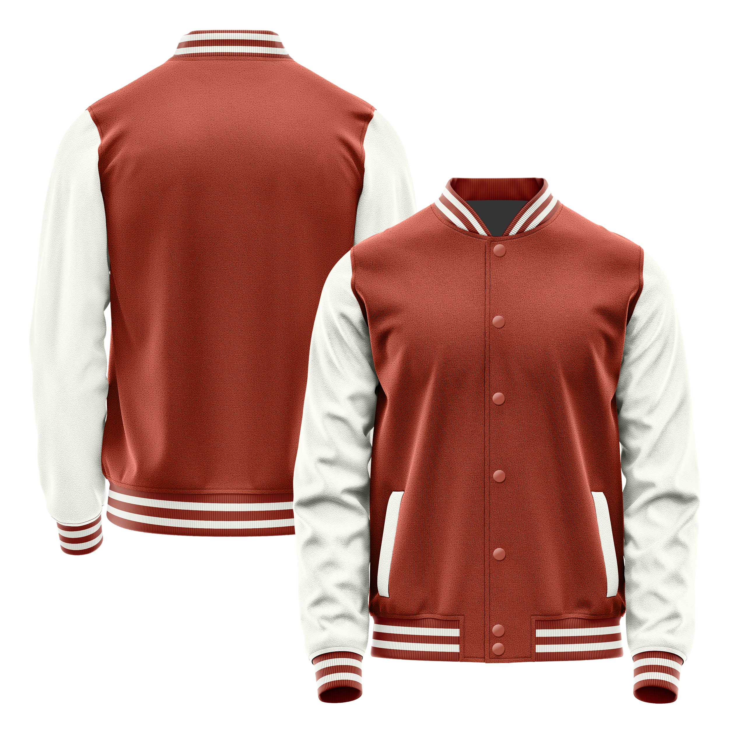 Korallenrot & Weiß Leder Collegejacke JG16181618