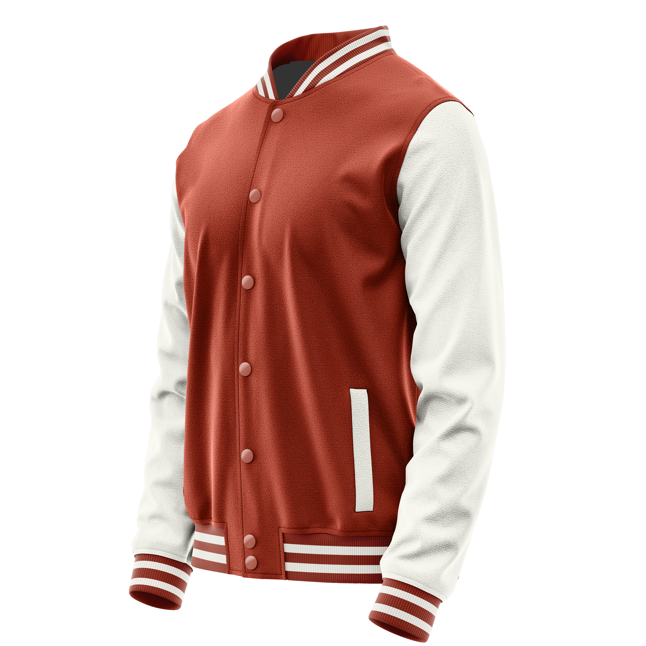 Korallenrot & Weiß Leder Collegejacke JG16181618