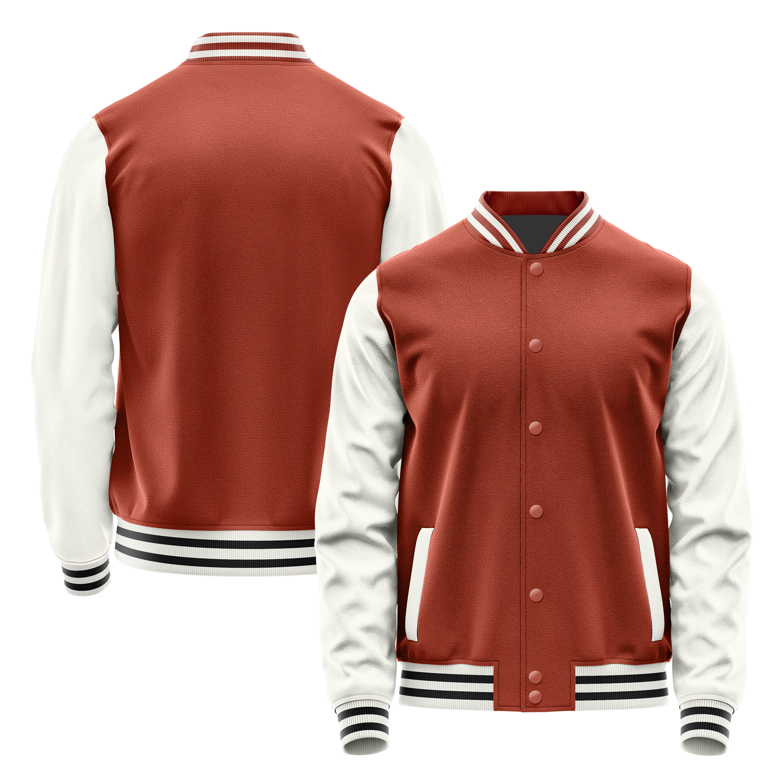 Korallenrot & Weiß Leder Collegejacke JG16181618(1817)