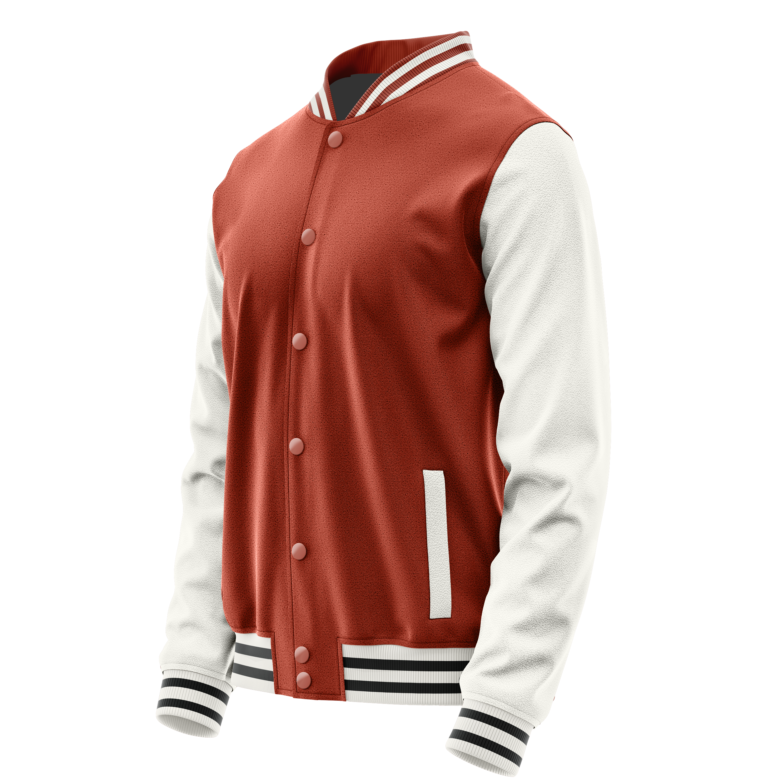 Korallenrot & Weiß Leder Collegejacke JG16181618(1817)