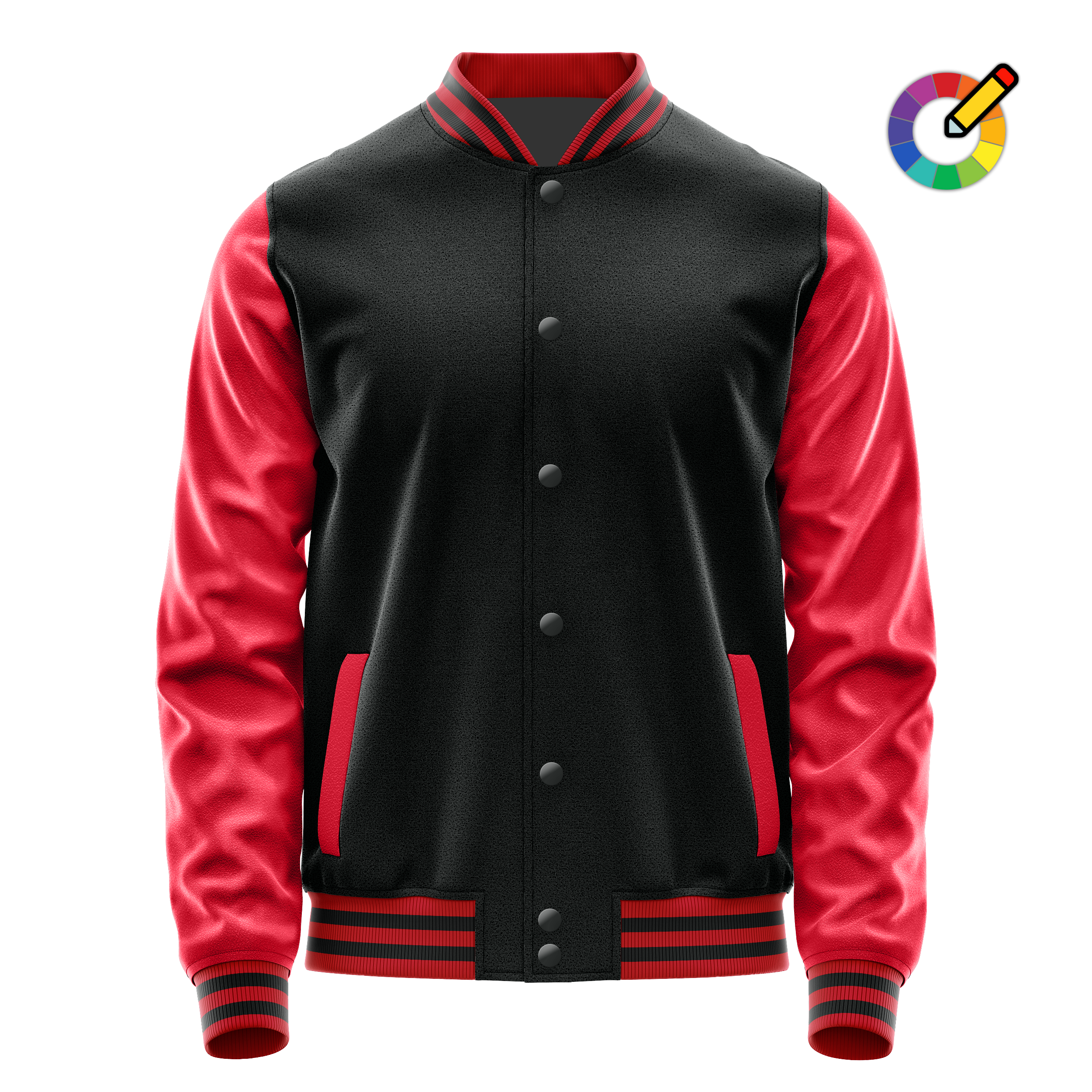 Schwarz & Rot Leder Collegejacke JG17141417